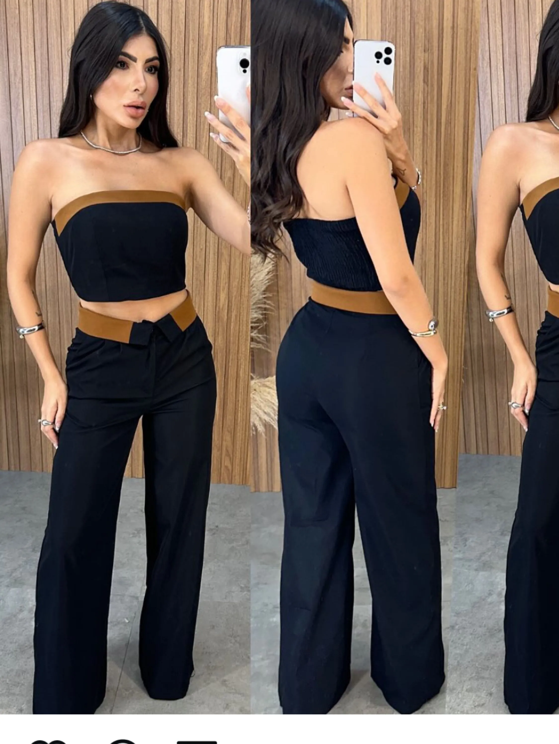 Conjunto alfaiataria importado top e calça pantalona