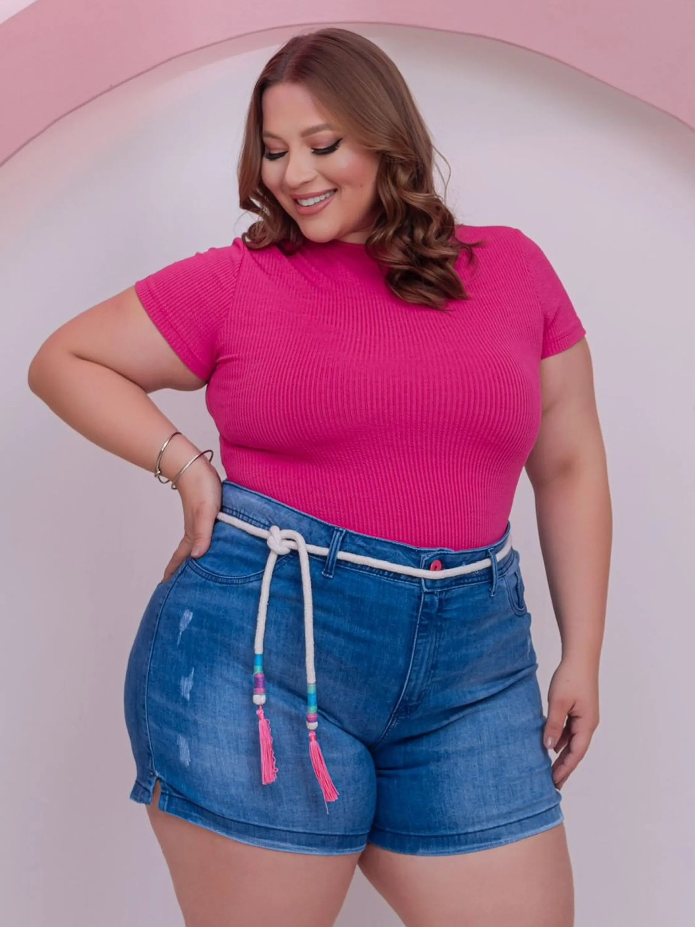 SHORT JEANS PLUS SIZE COM LYCRA