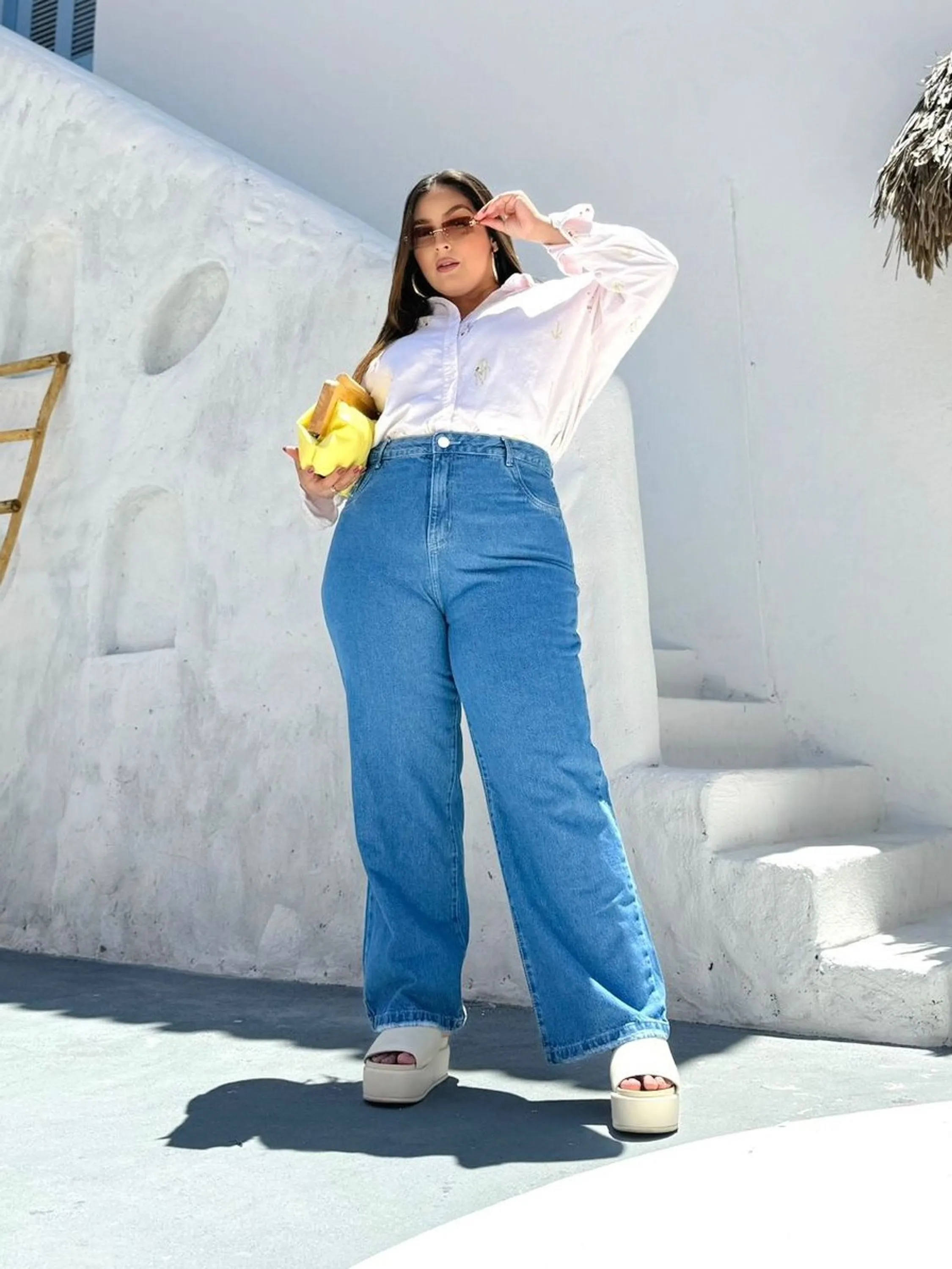 CALÇA WIDLEG JEANS PLUS SIZE