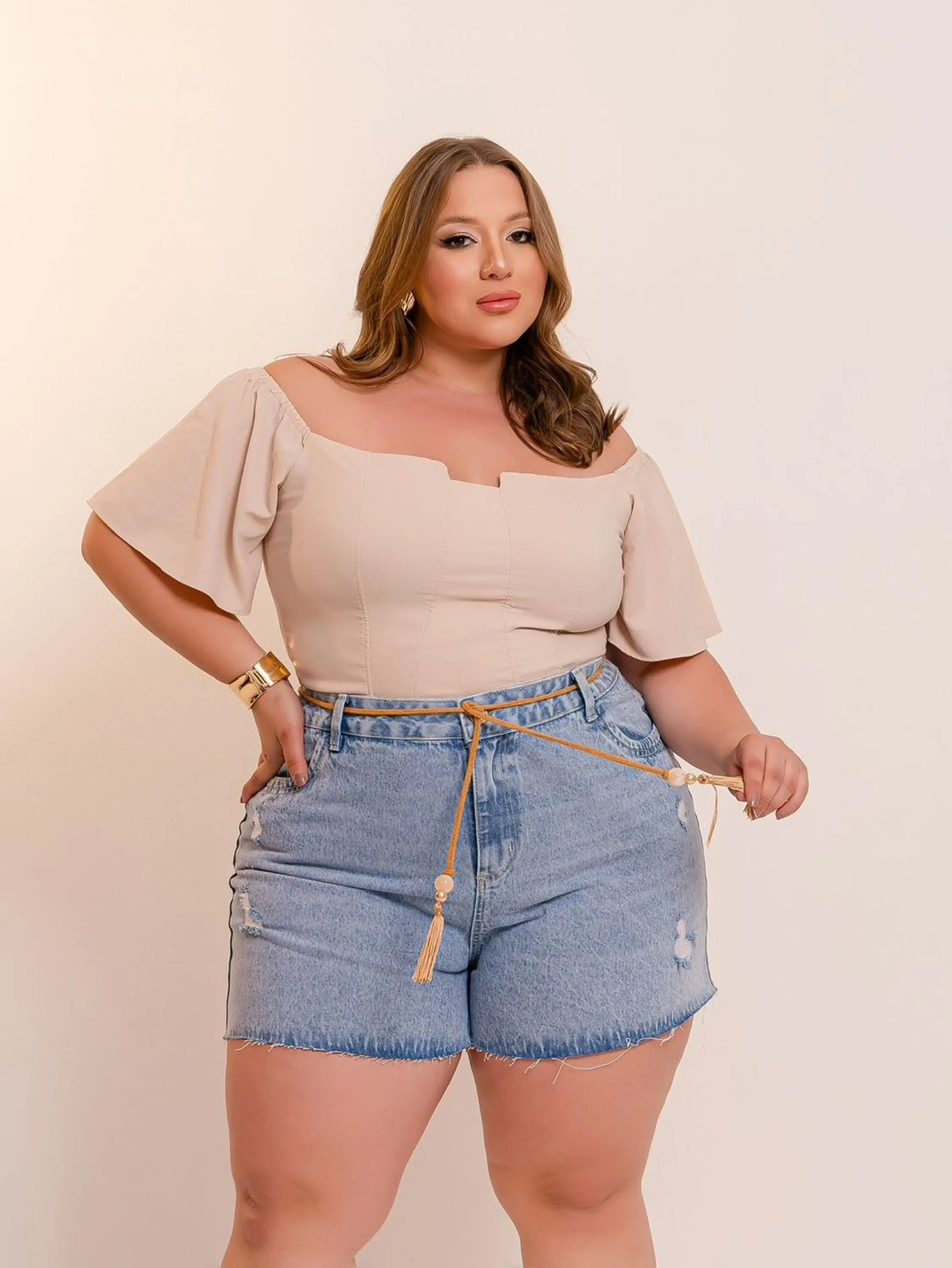 SHORT PLUS SIZE JEANS 100%