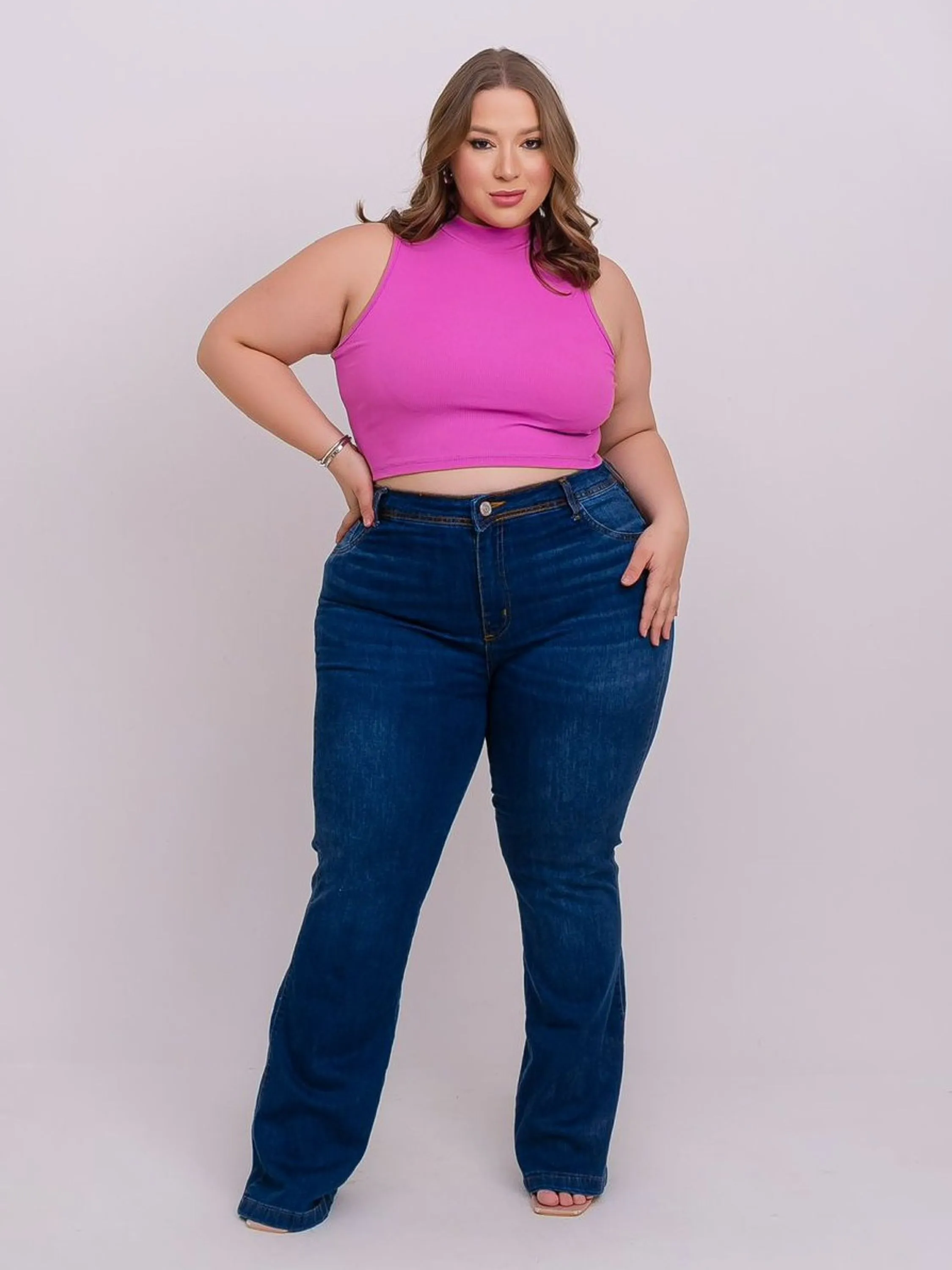 CALÇA PLUS SIZE JEANS FLARE