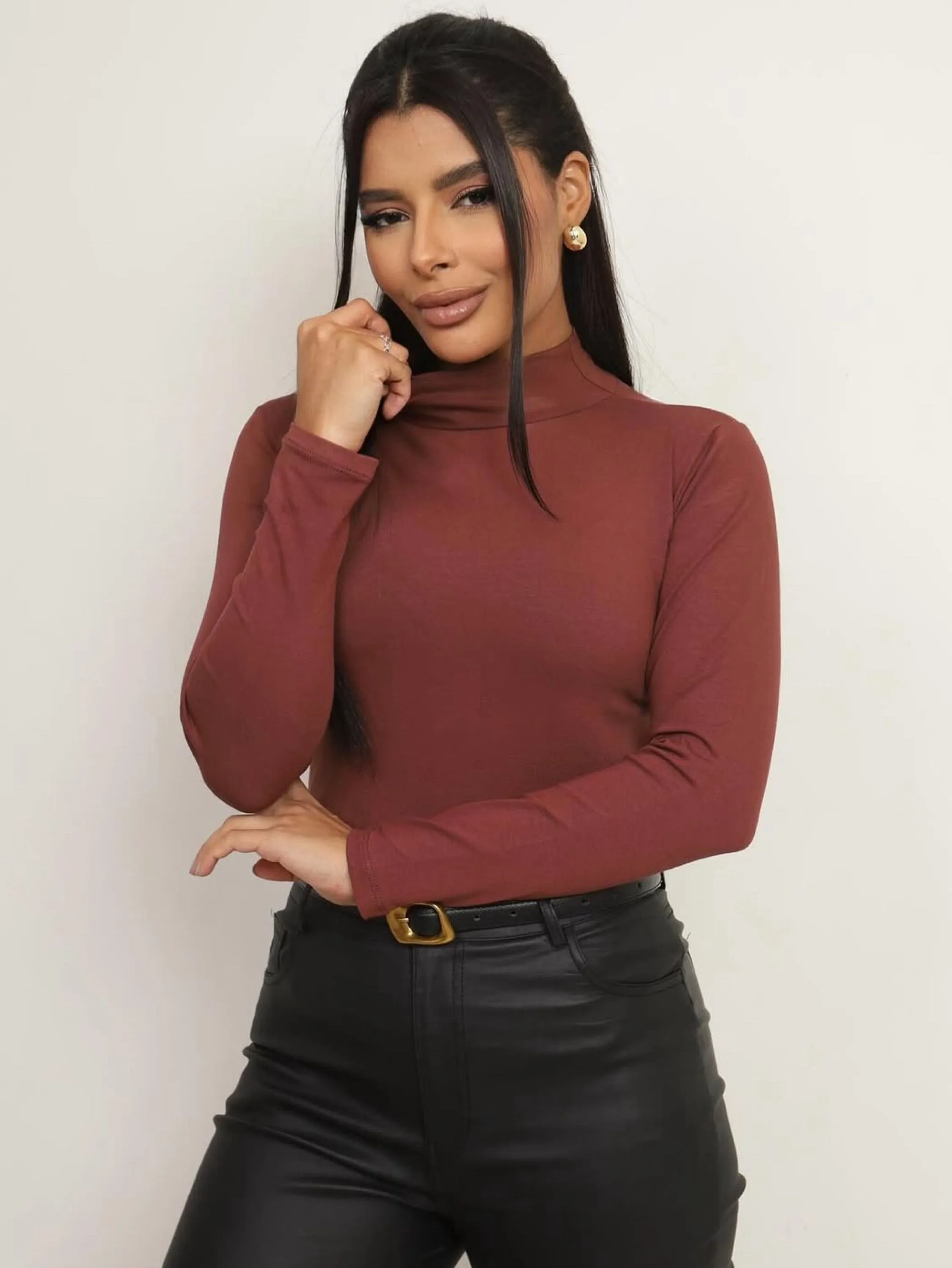 Blusa manga longa com gola