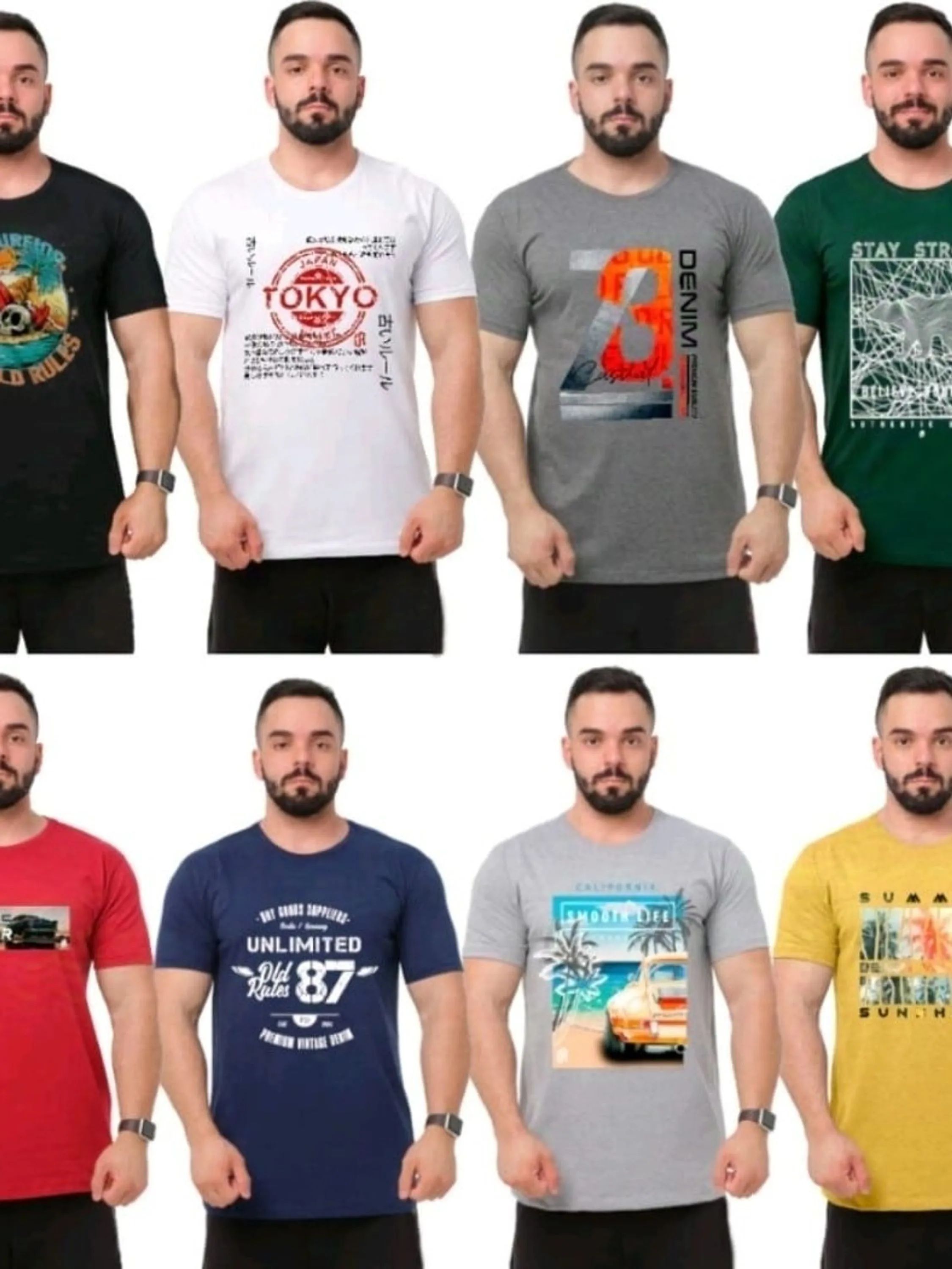 Camiseta masculina algodão estampada