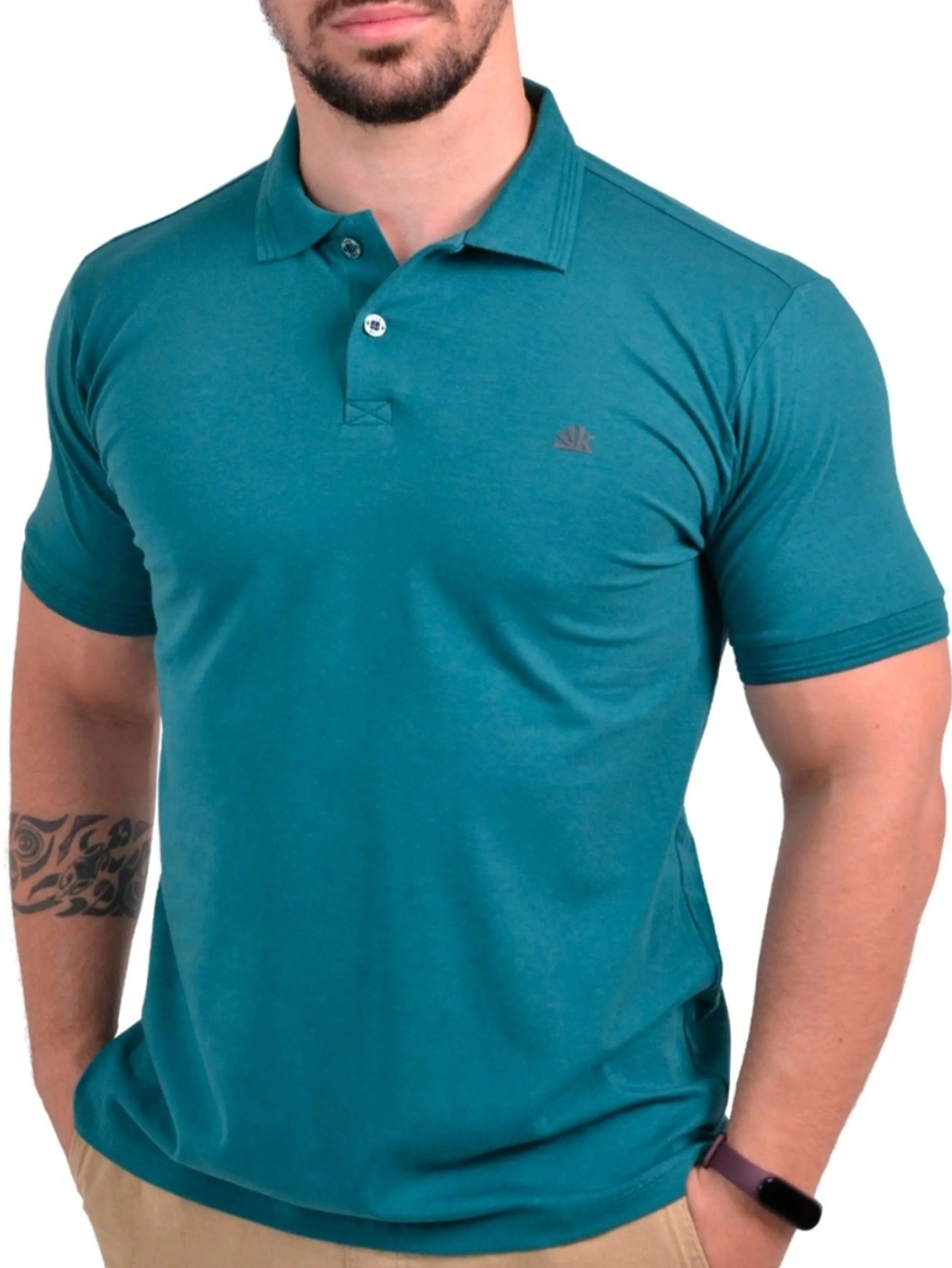 Polo masculina algodão bordada