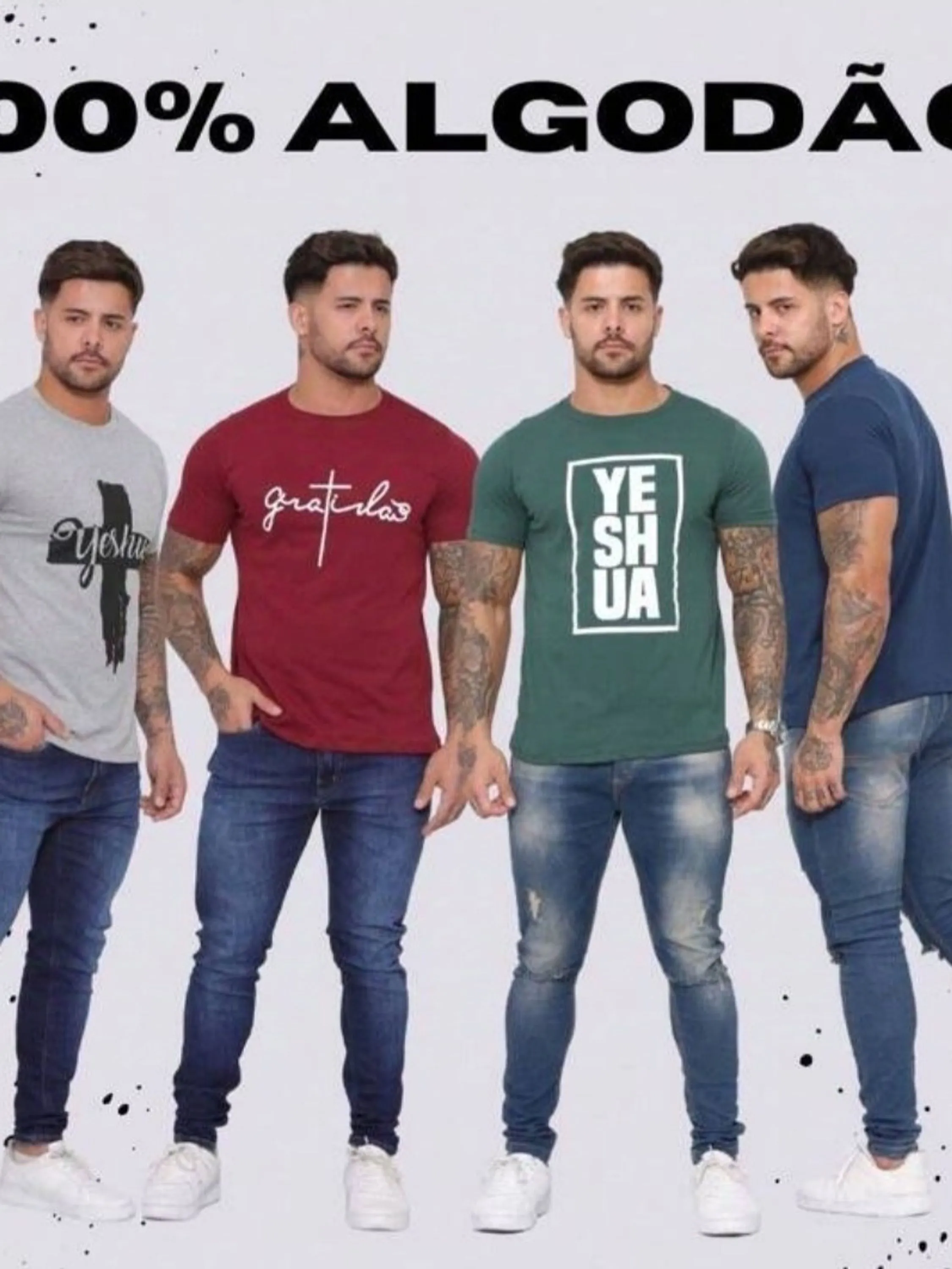 Camiseta masculina algodão frase evangélica