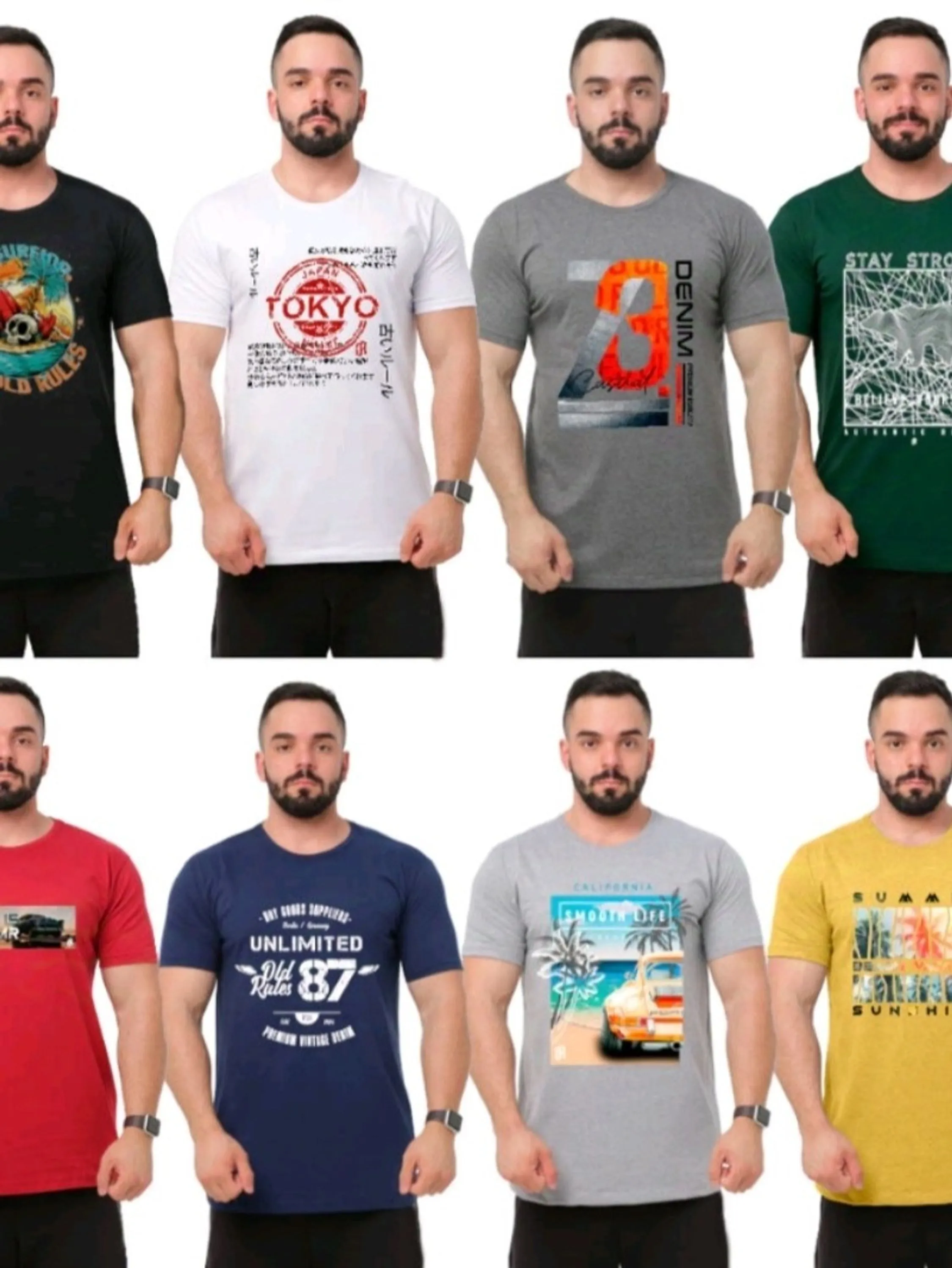 Camiseta masculina algodão estampada