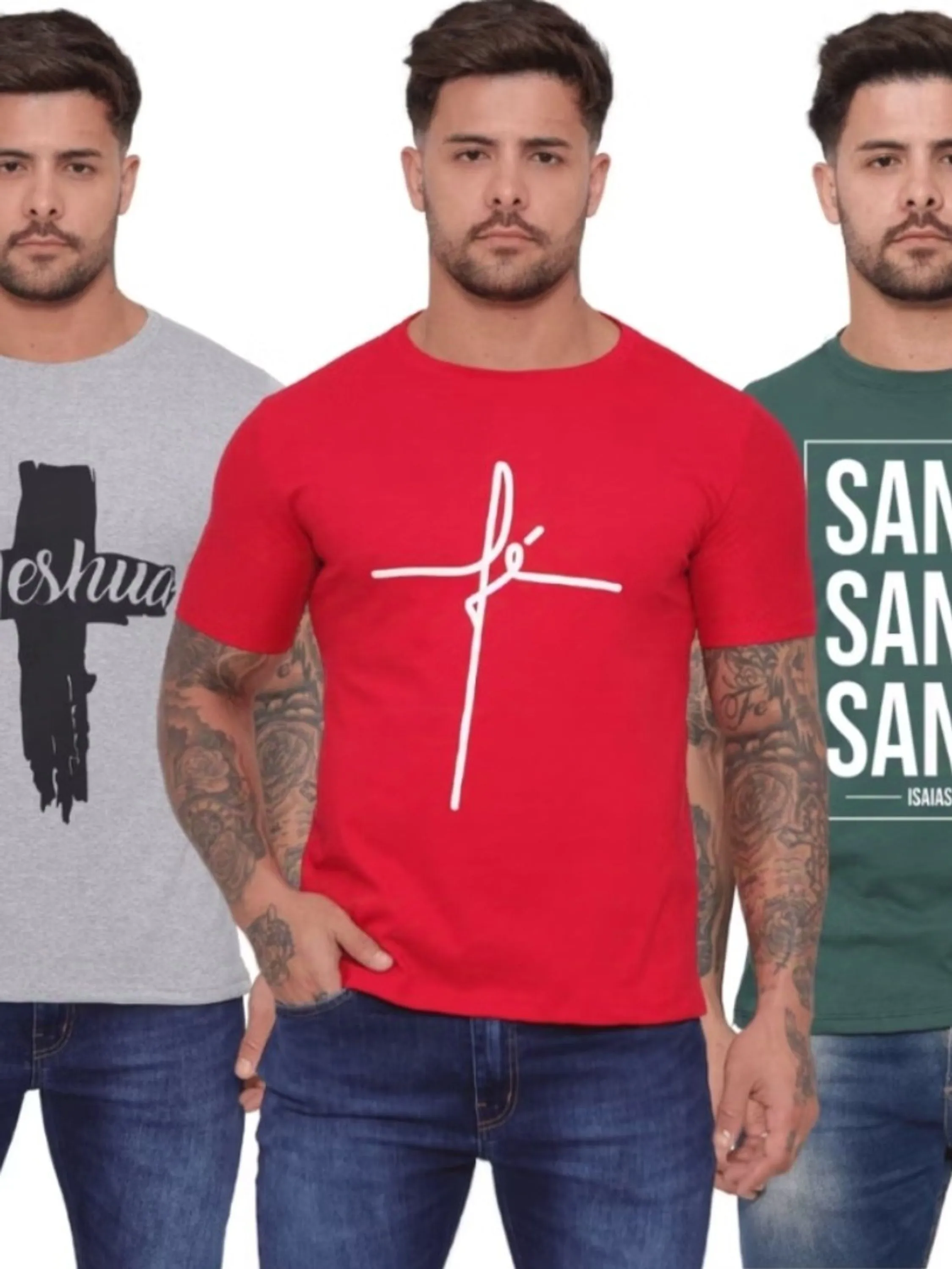 Camiseta masculina algodão frases evangélica