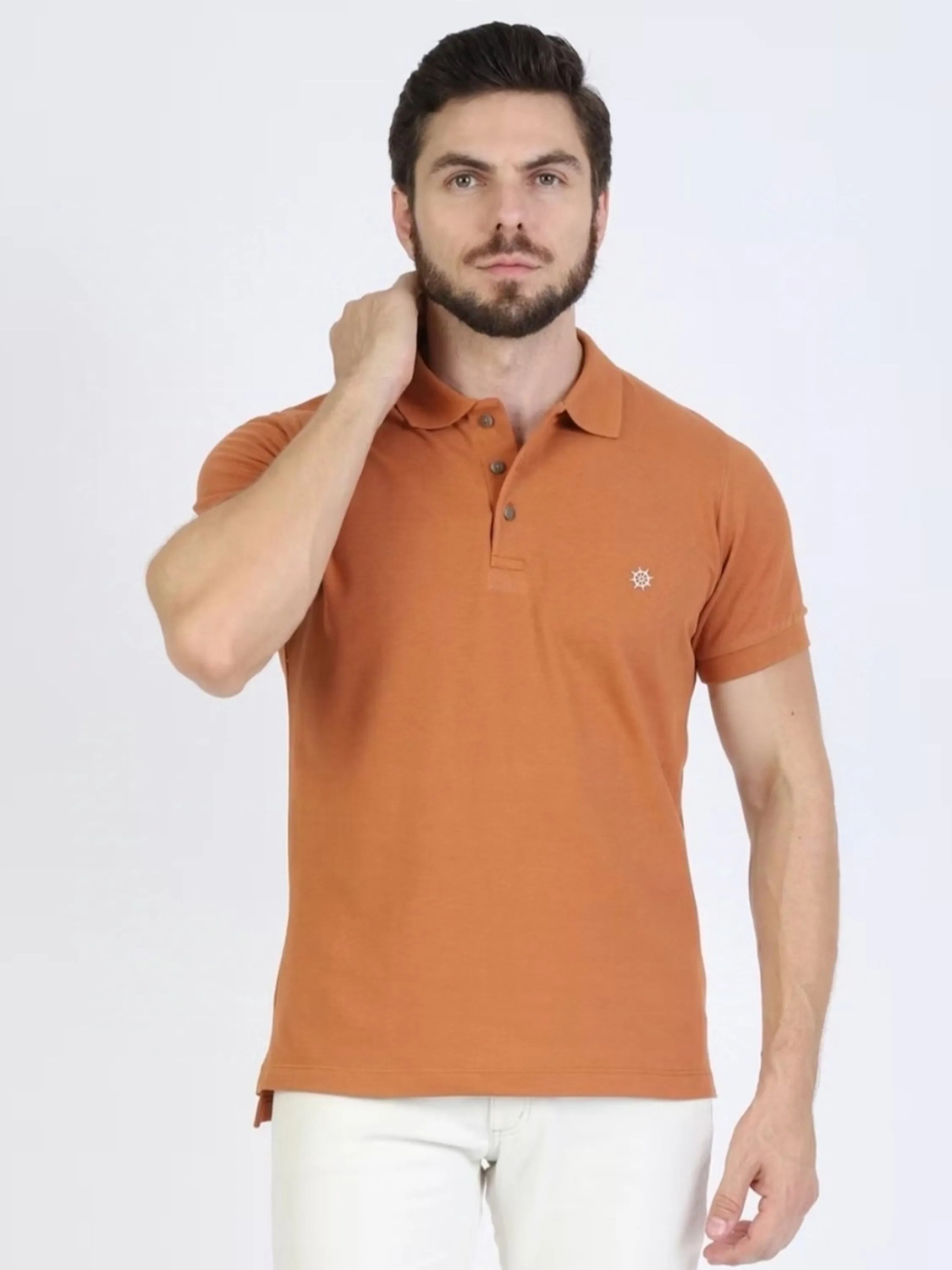 Polo masculina pique bordada