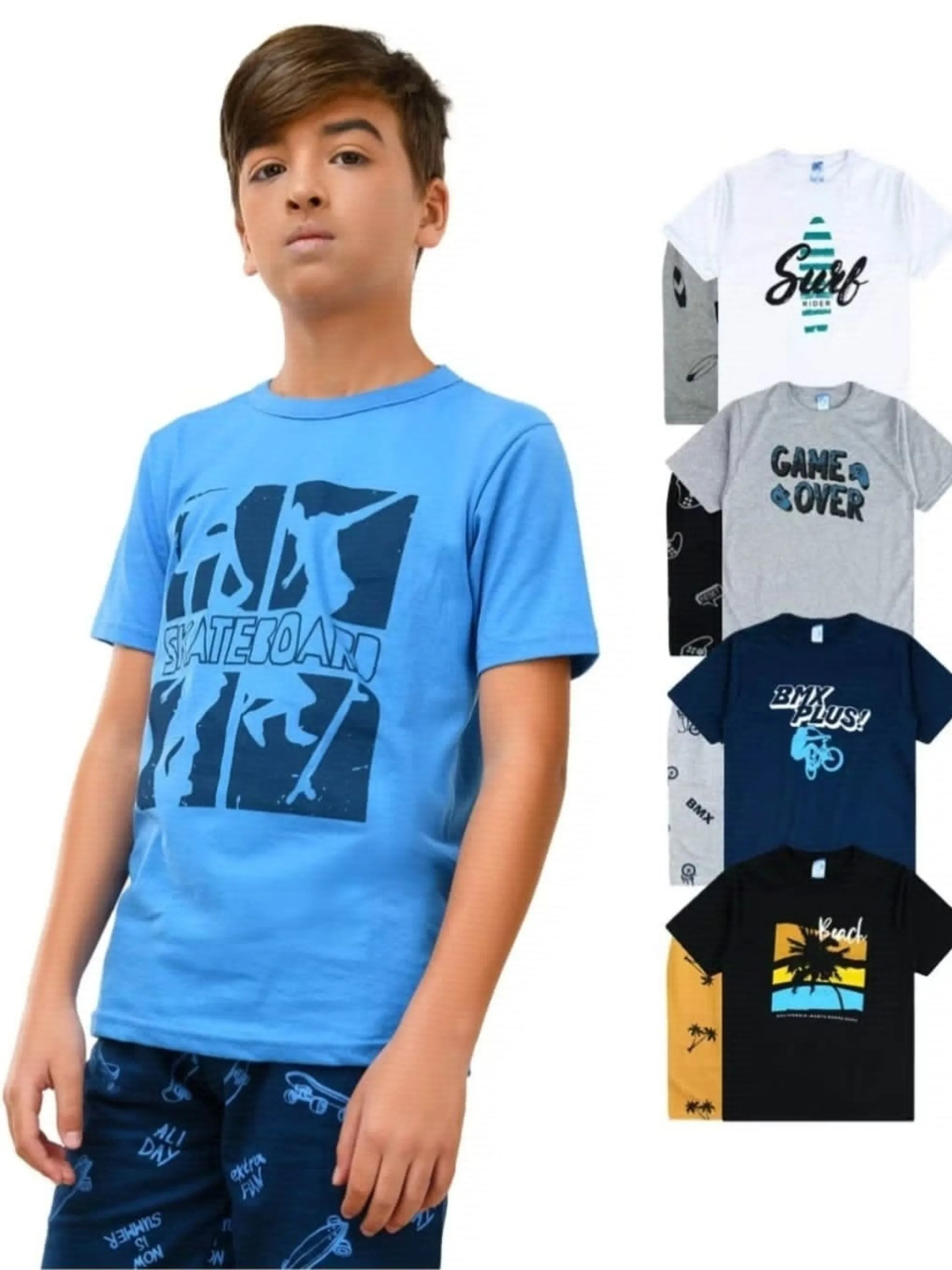 Camiseta algodão infantil estampada