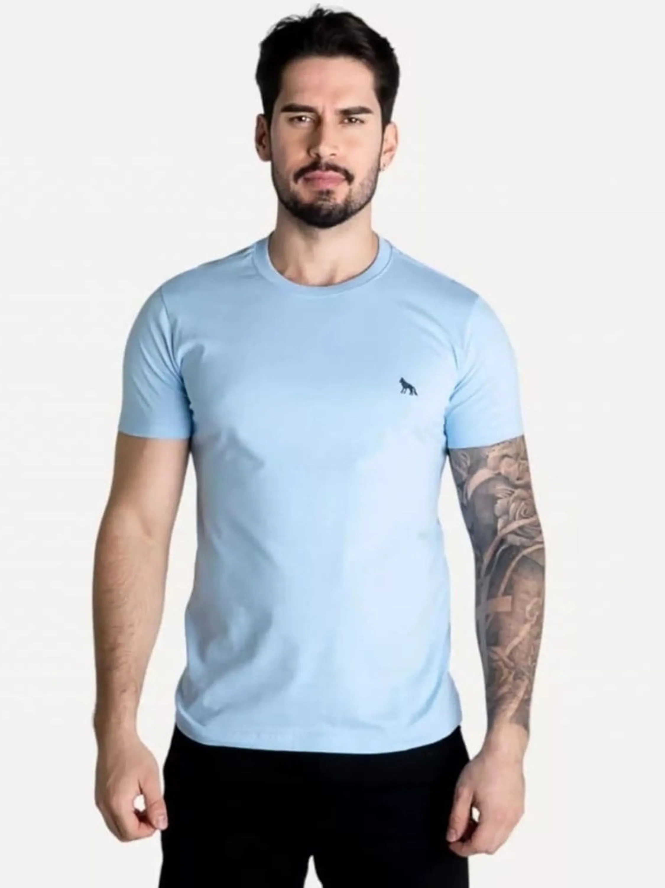 Camiseta masculina algodão bordada