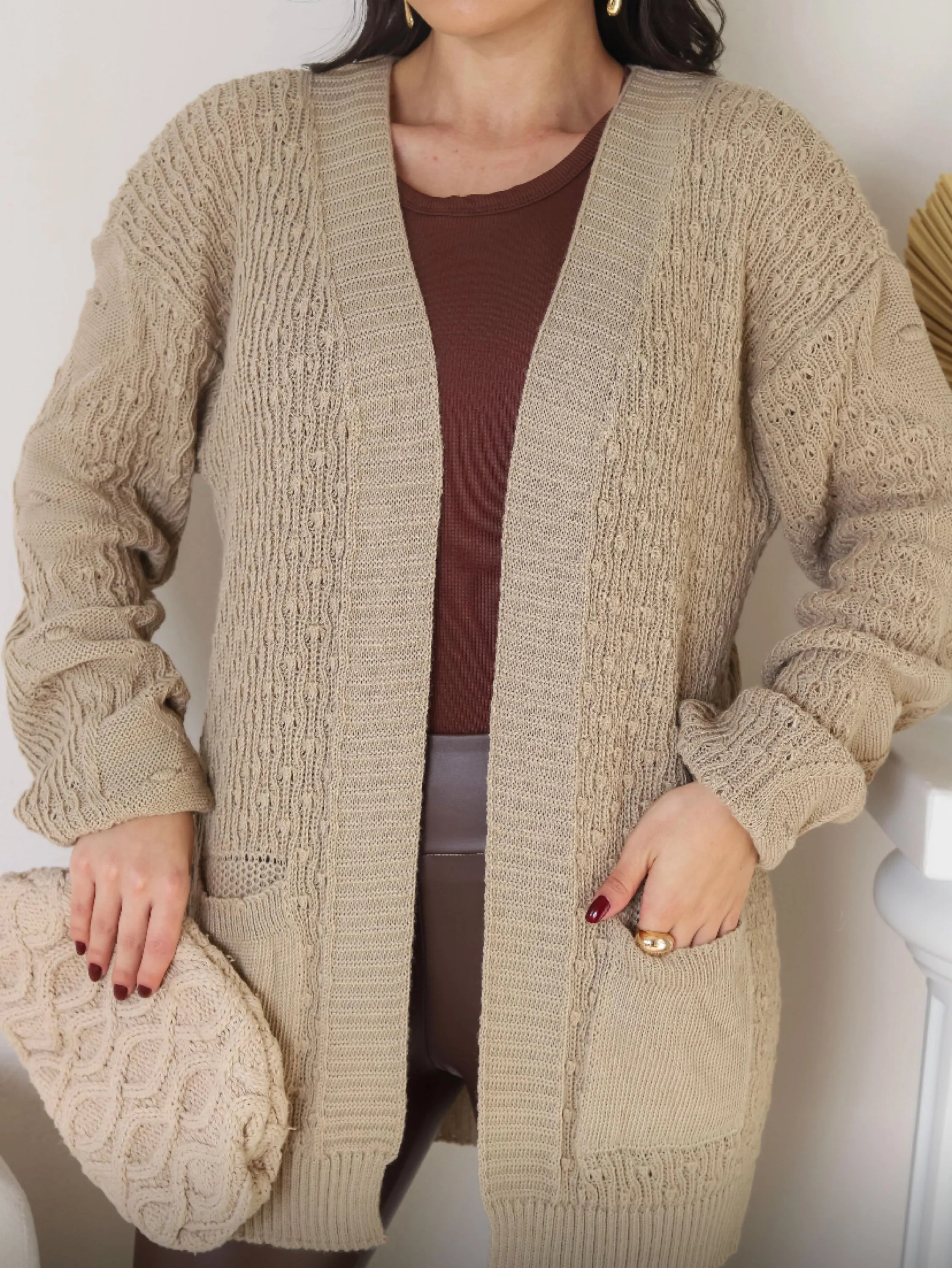 Casaco de tricot com bolso