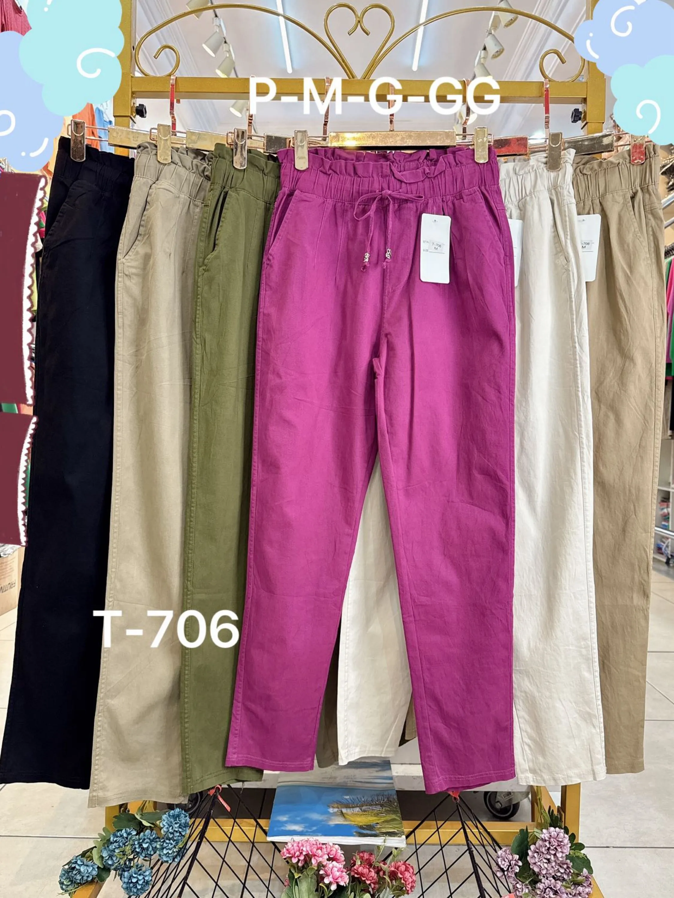 Calça sarja cintura elástico # T-706