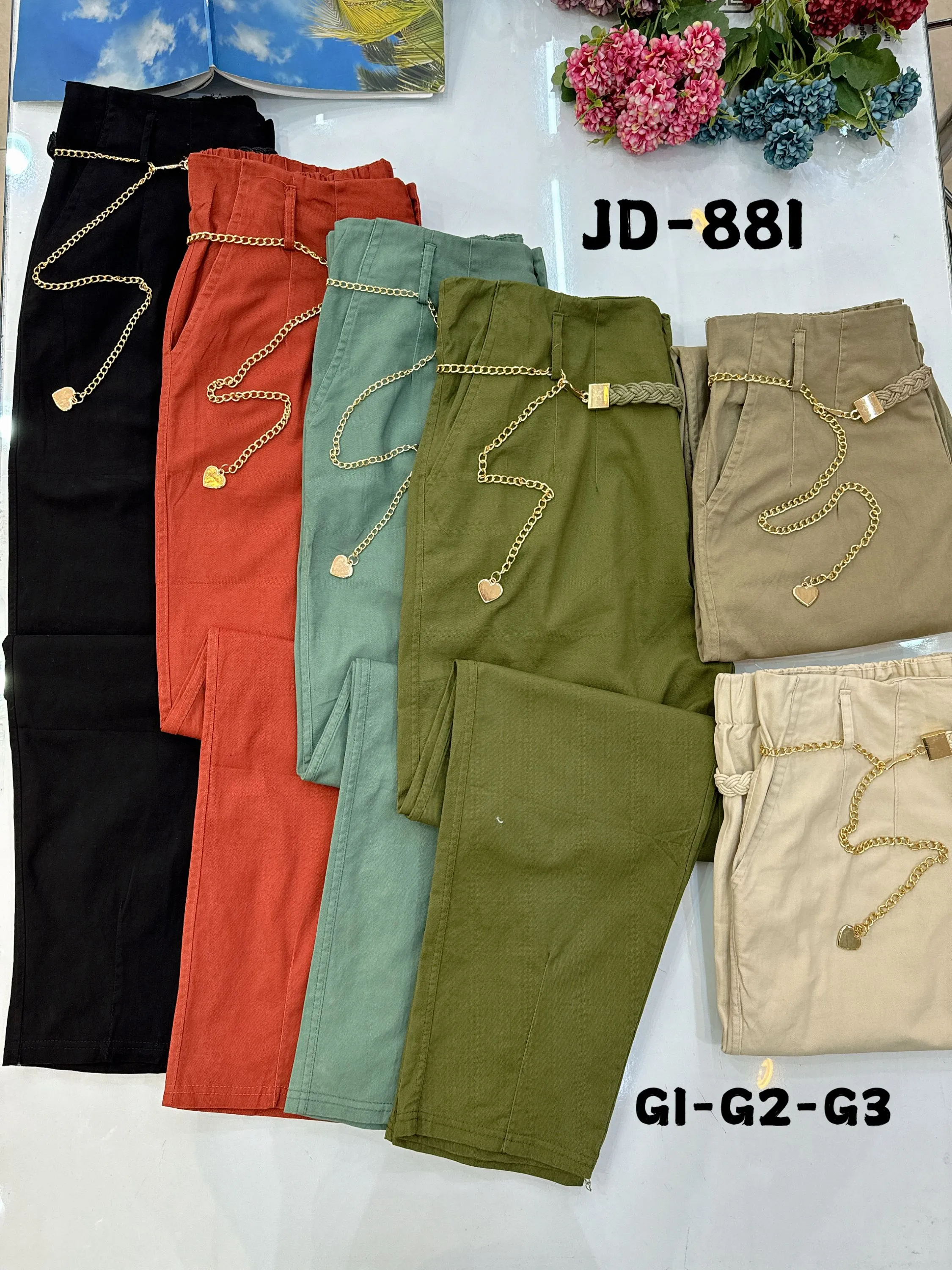 Calça sarja com cinto e elastano #JD-881