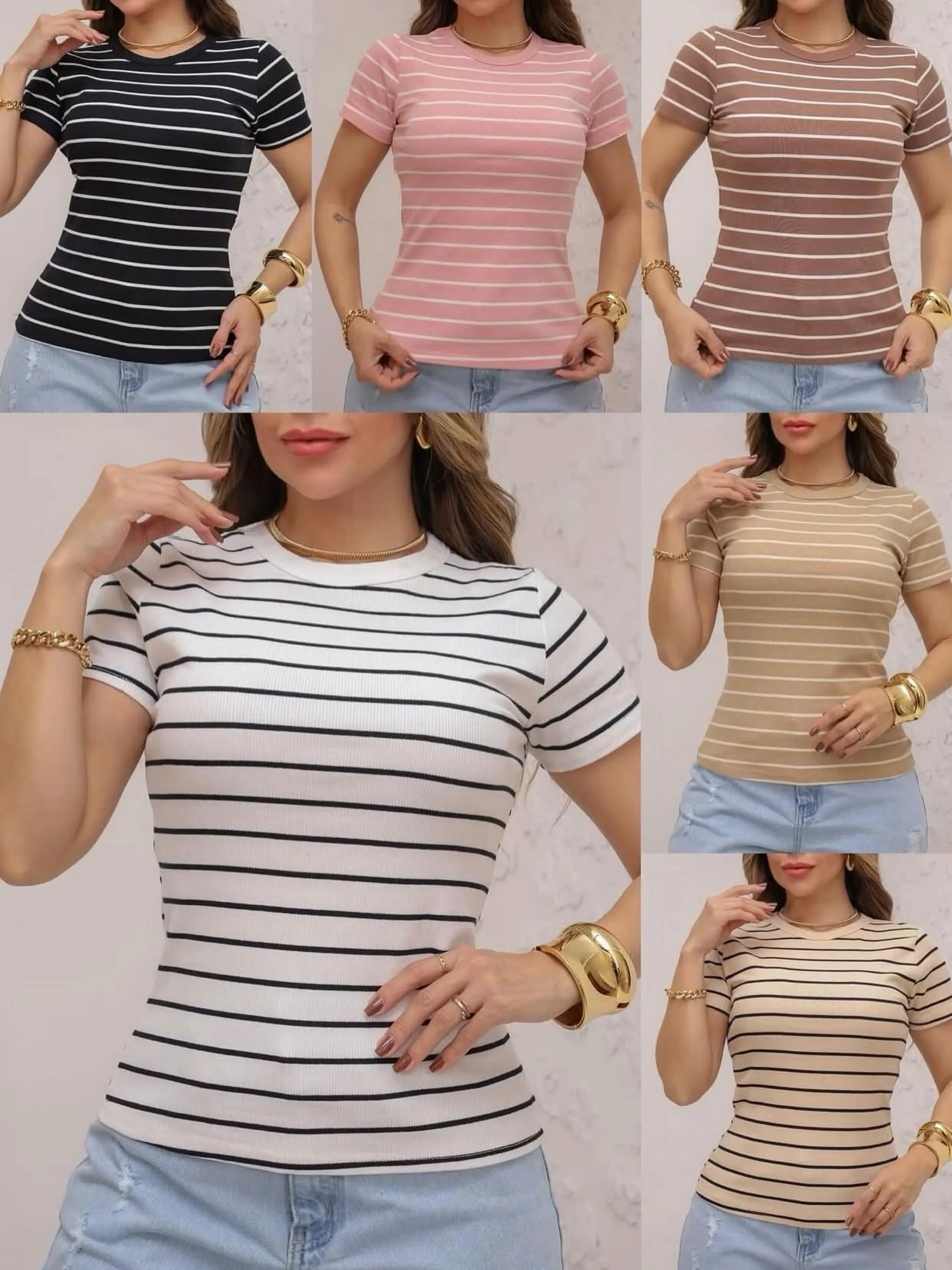 T-shirt canelado algodão KIT 6 _SD-1607