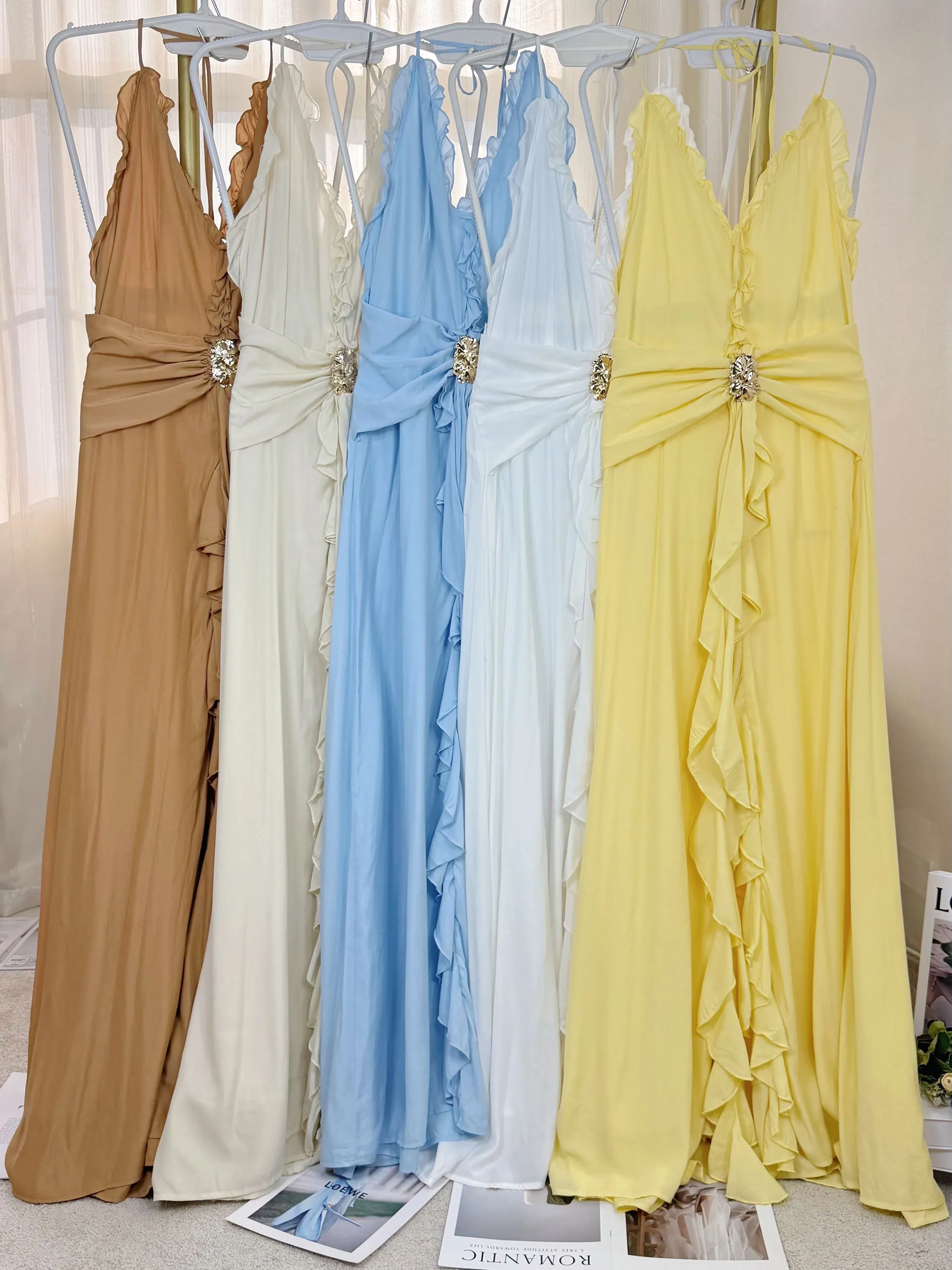 Fancy modas vestido longo babados