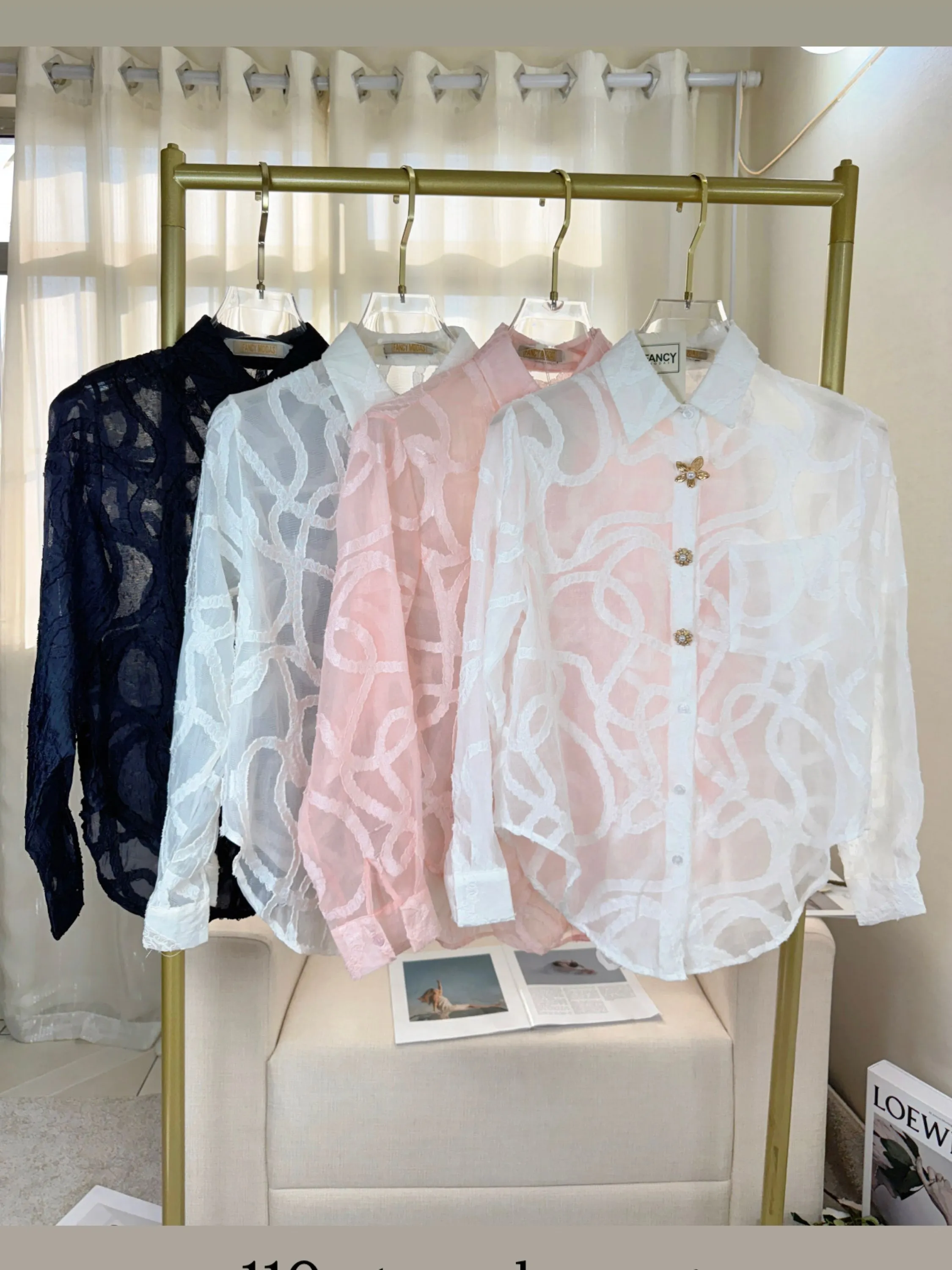 Fancy modas camisa organza com botões