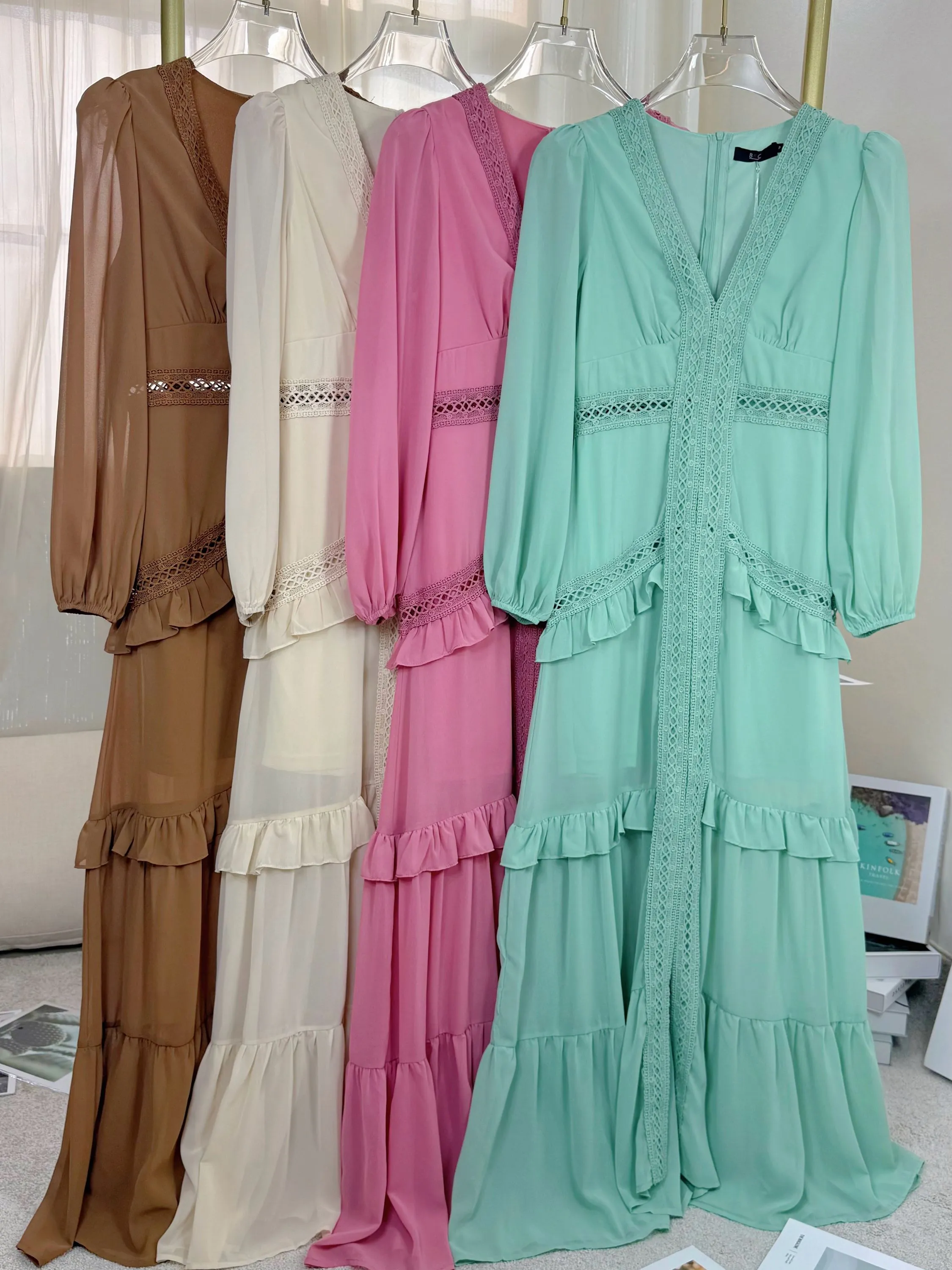Fancy Modas vestido longo babado