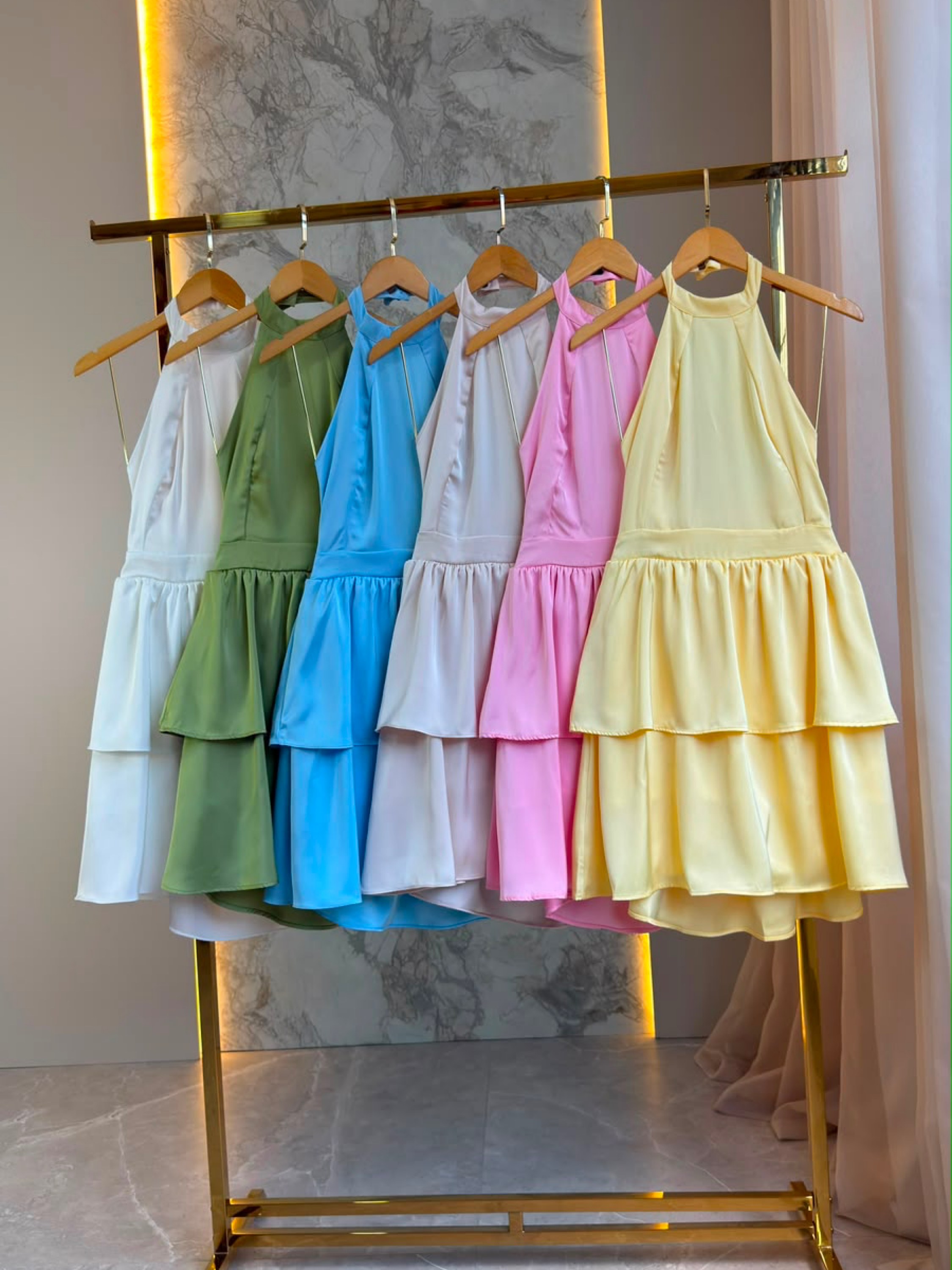 Fancy modas vestido babado cetim