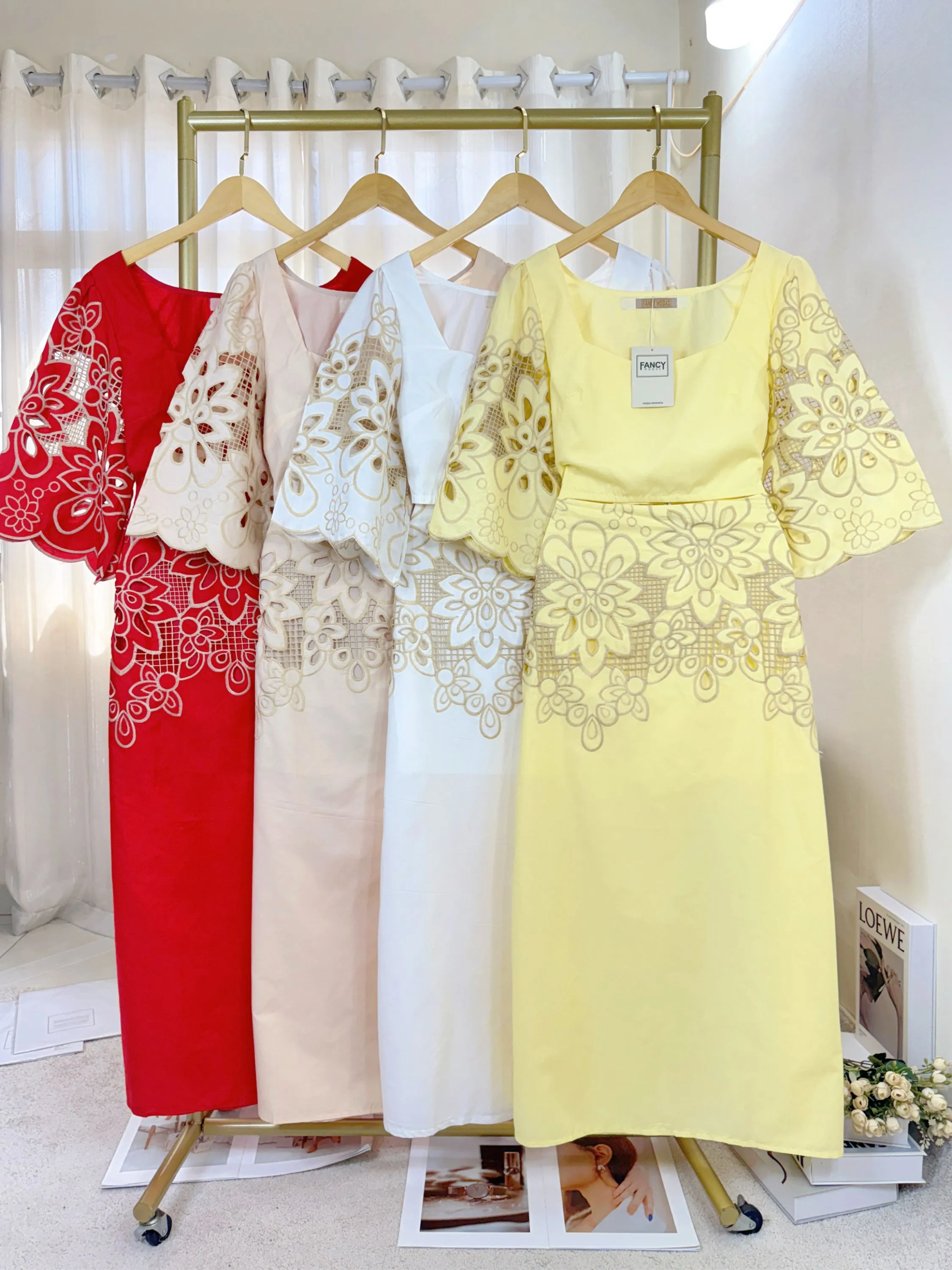 Fancy modas conjunto tricoline bordado