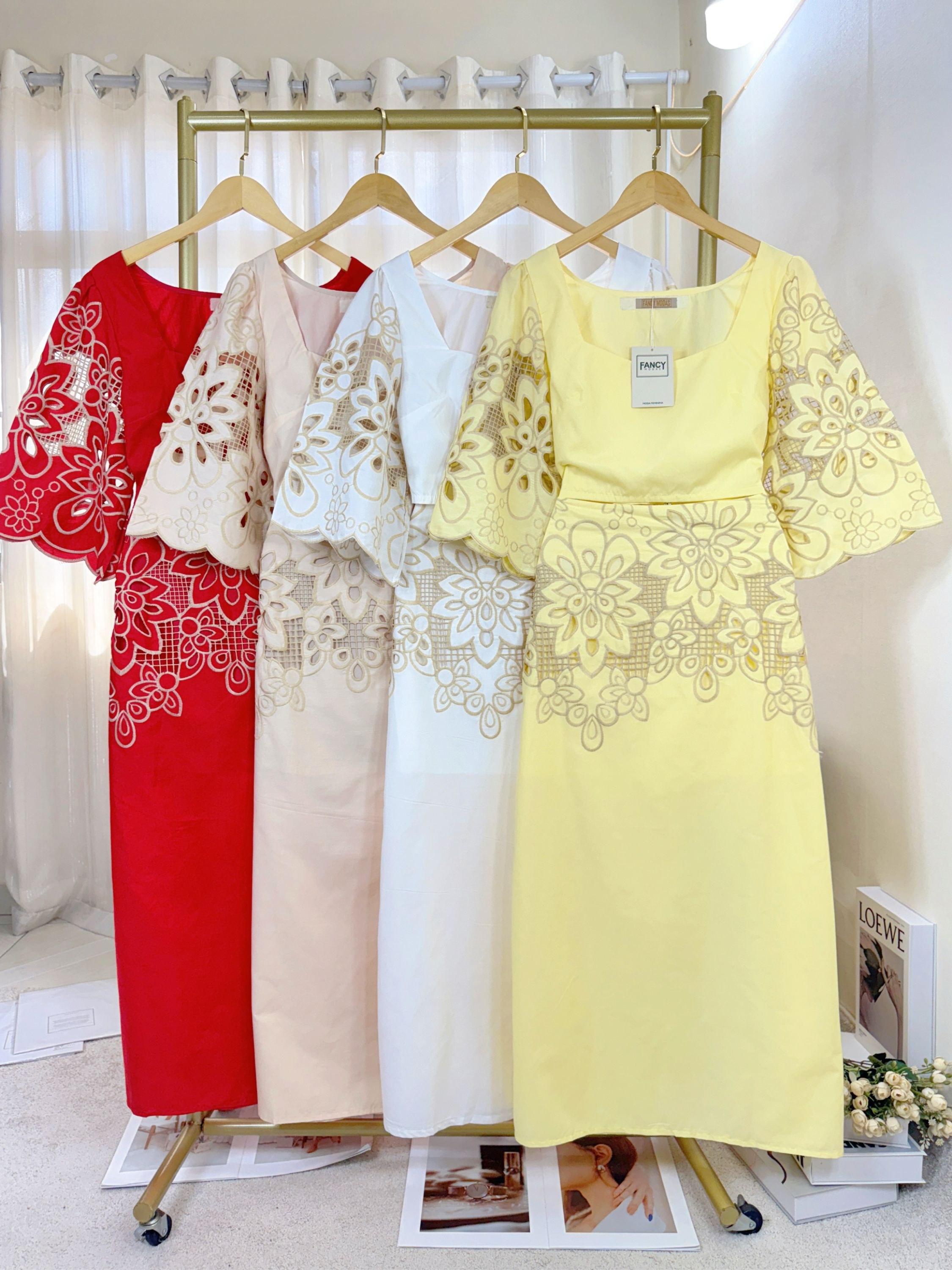 Fancy modas conjunto tricoline bordado