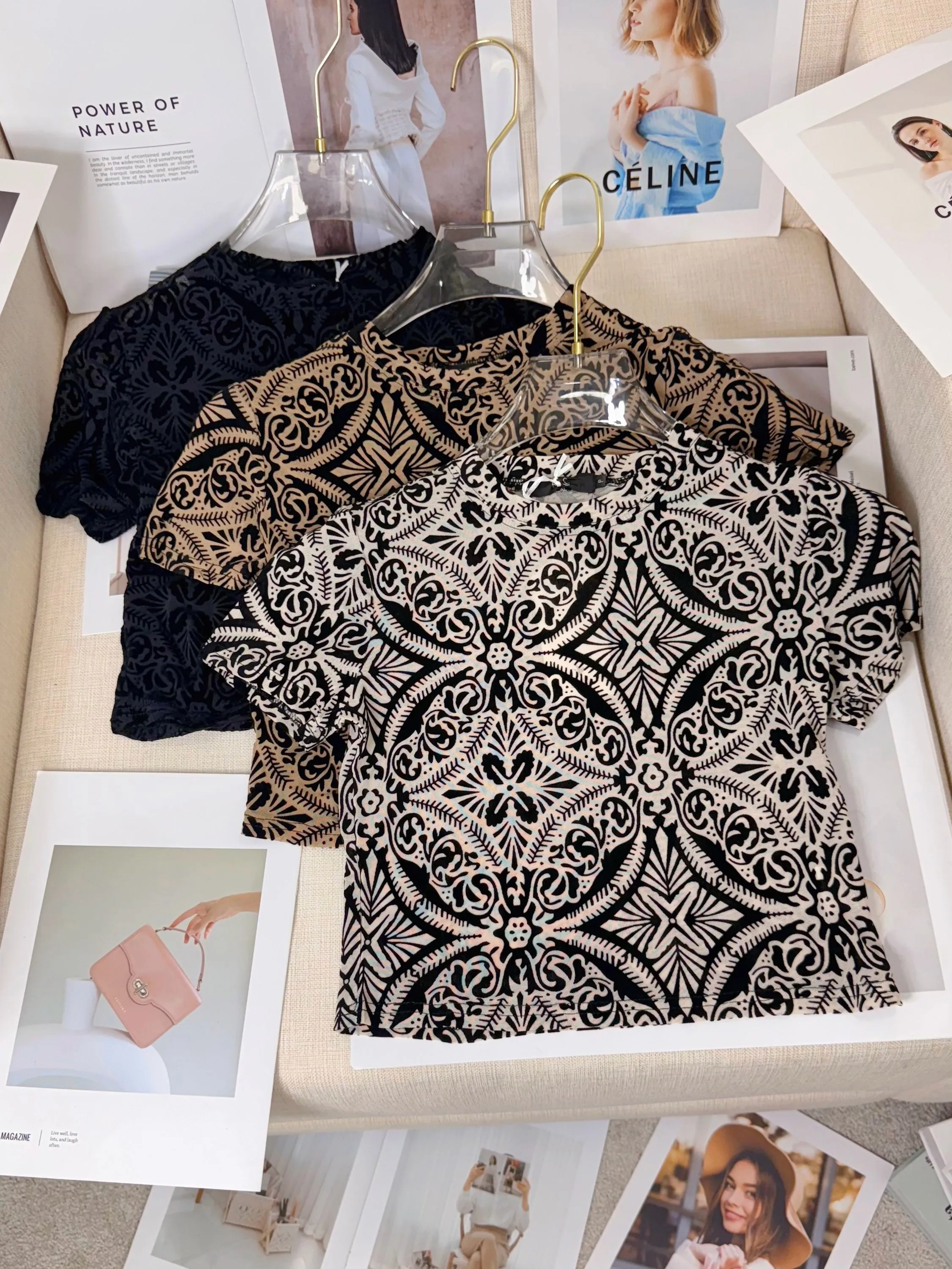 Fancy modas cropped estampado
