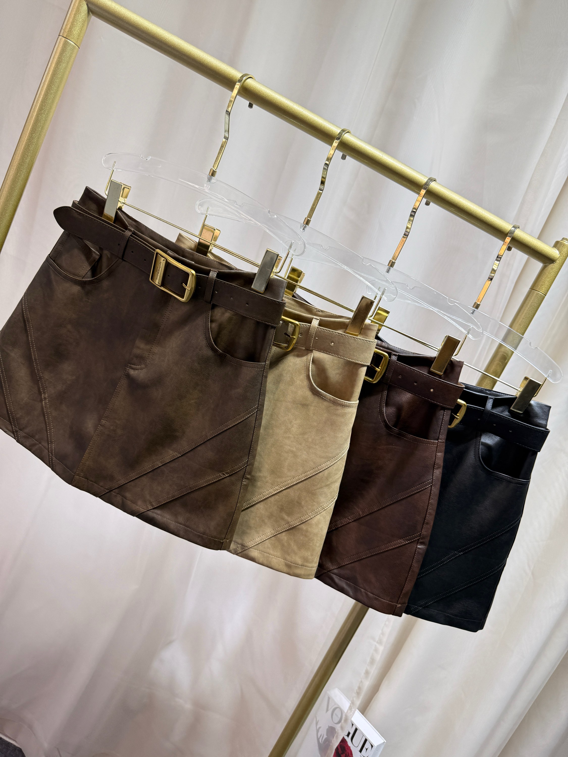 Fancy modas saia couro