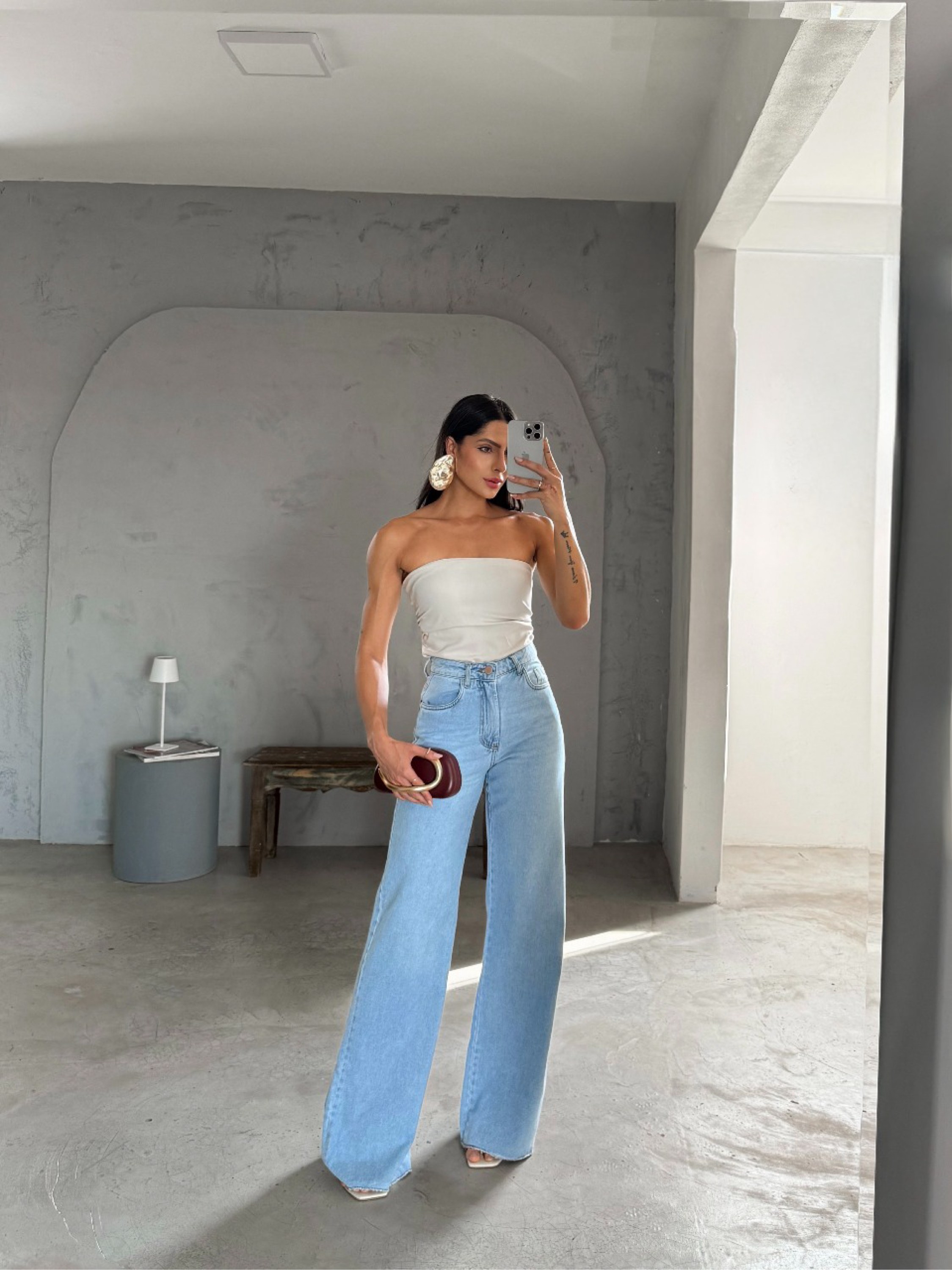 Fancy modas calça jeans wide leg