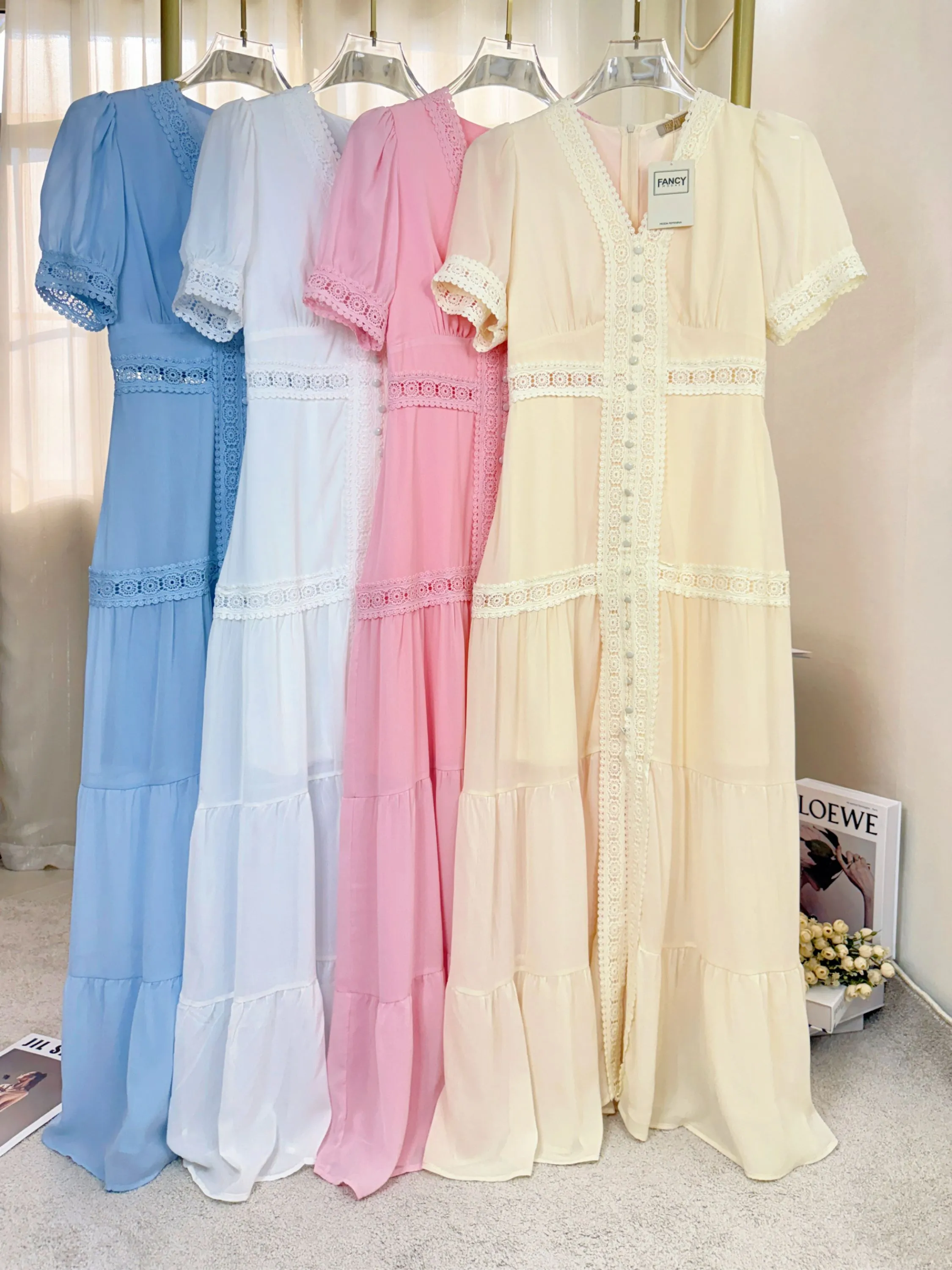 Fancy modas vestido longo manguinha
