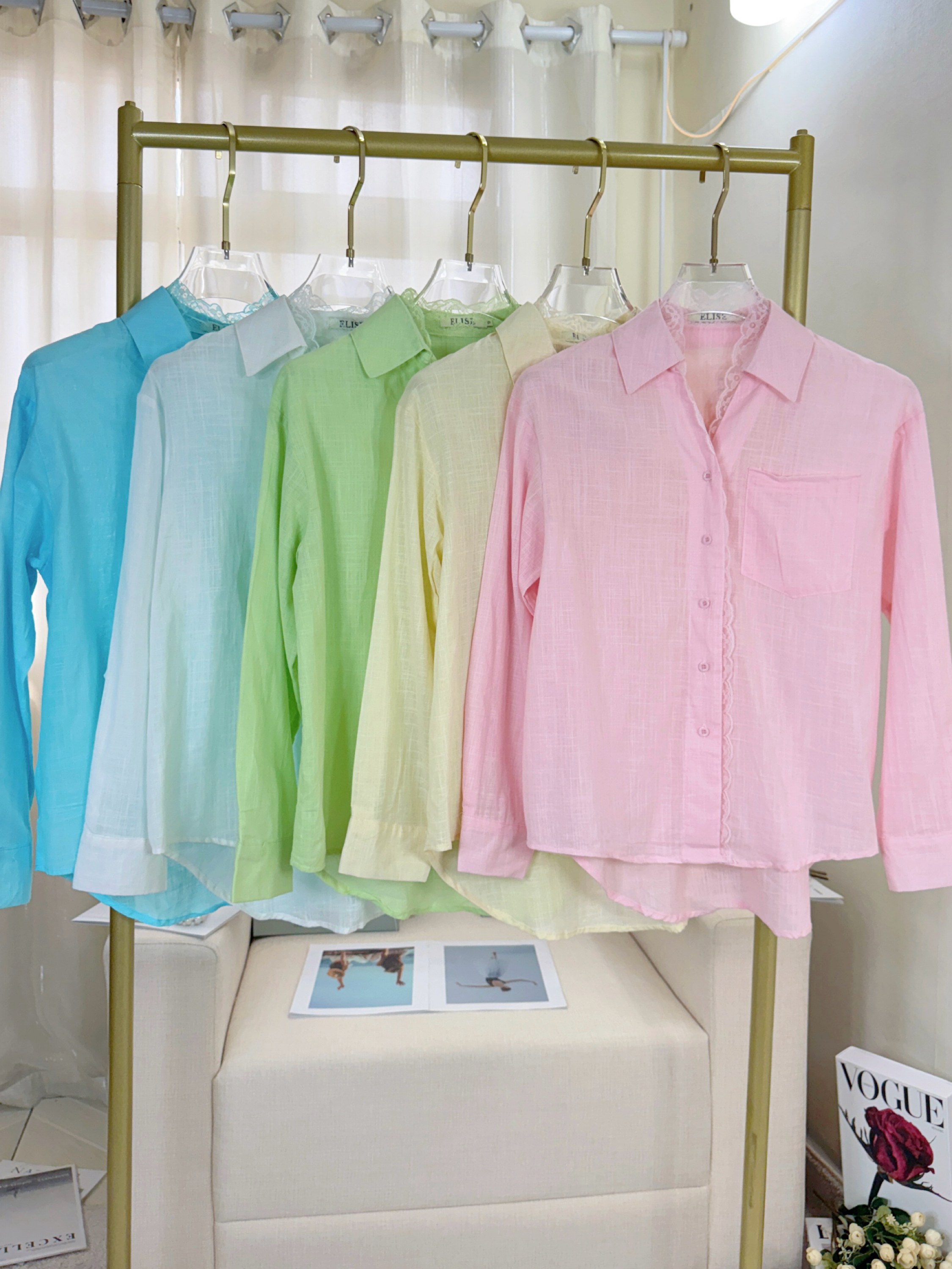 Fancy modas camisa linho candy collor