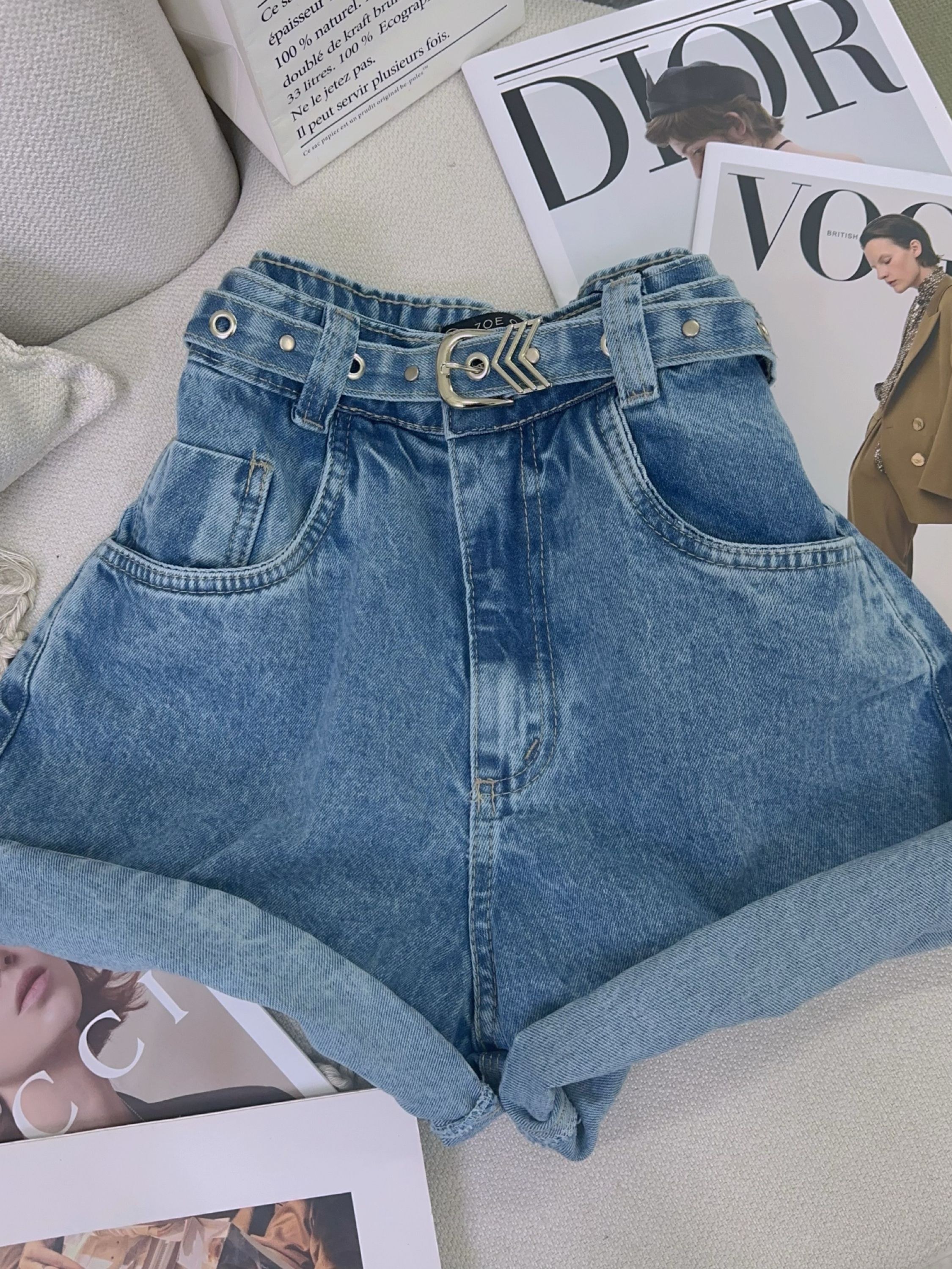 Fancy modas short jeans com cinto