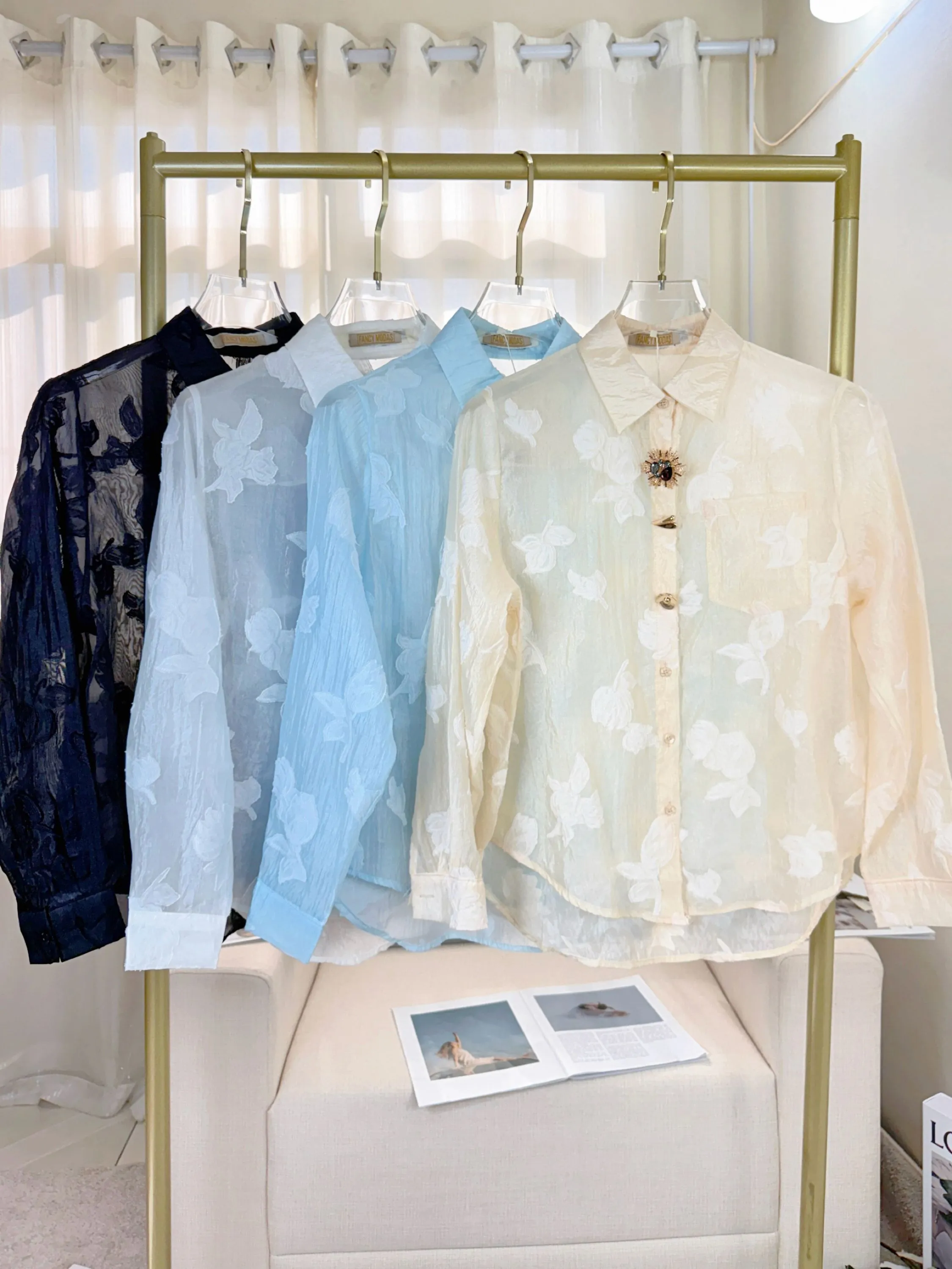 Fancy modas camisa de organza