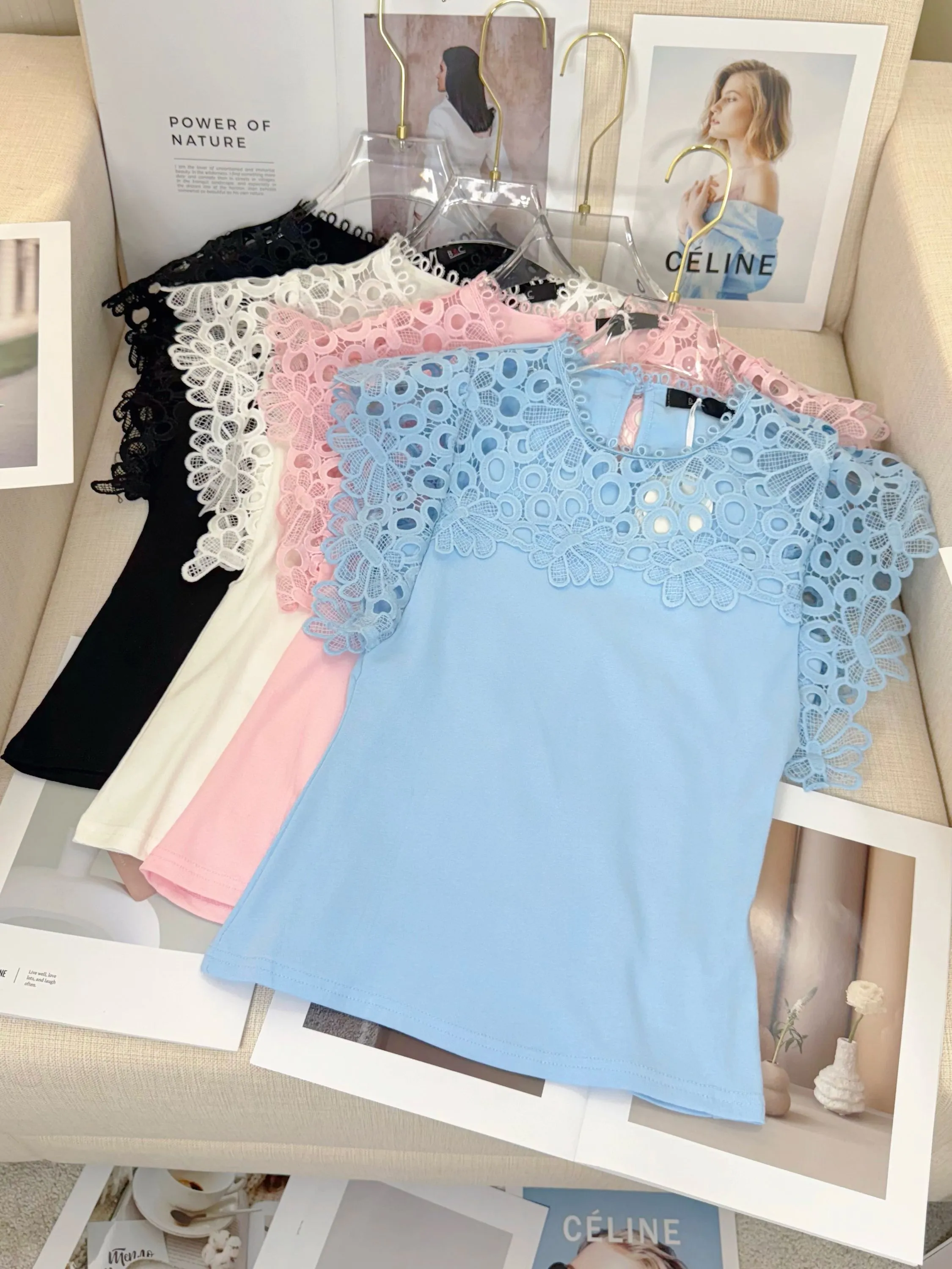 Fancy Modas blusa manga curta com guipir