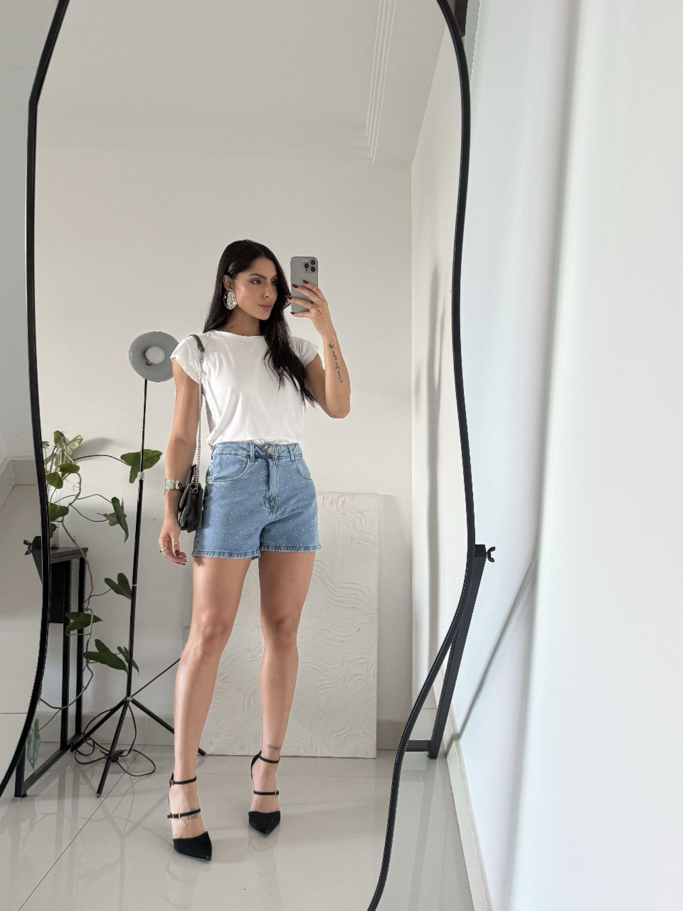 Fancy Modas short Jeans com brilho