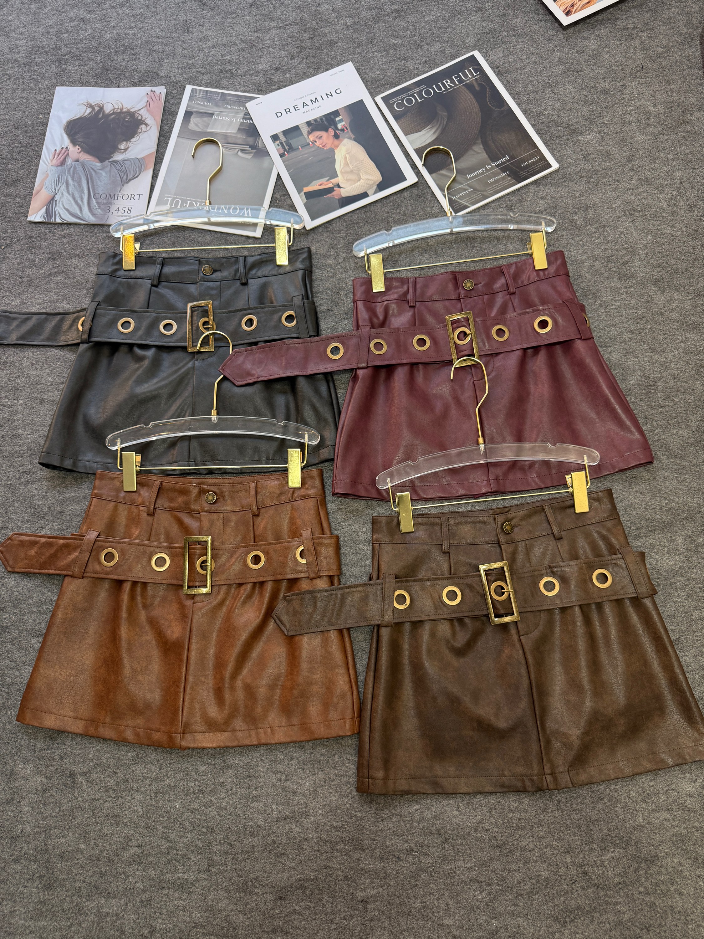 Fancy modas conjunto couro