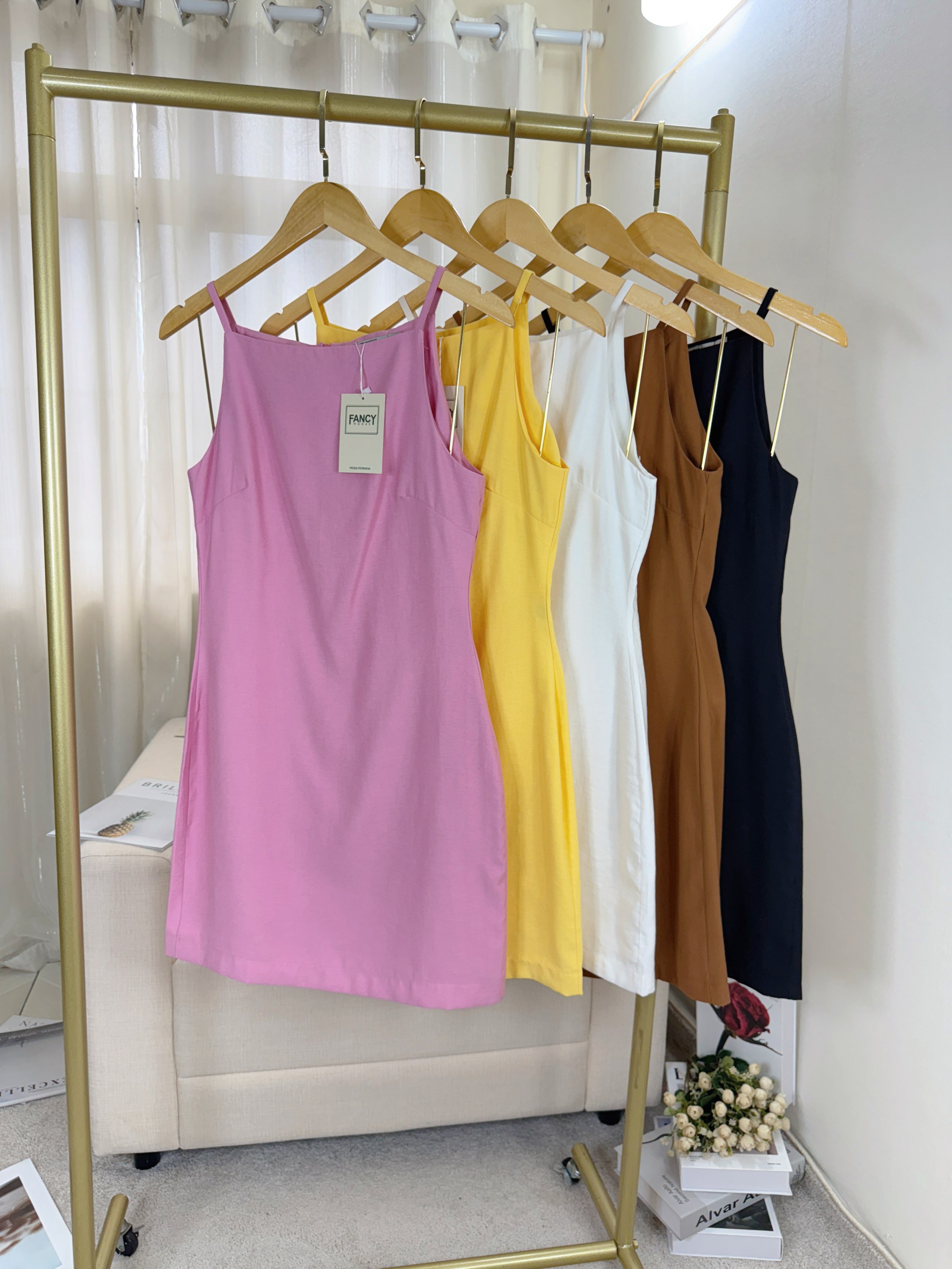 Fancy modas vestido regatinha linho