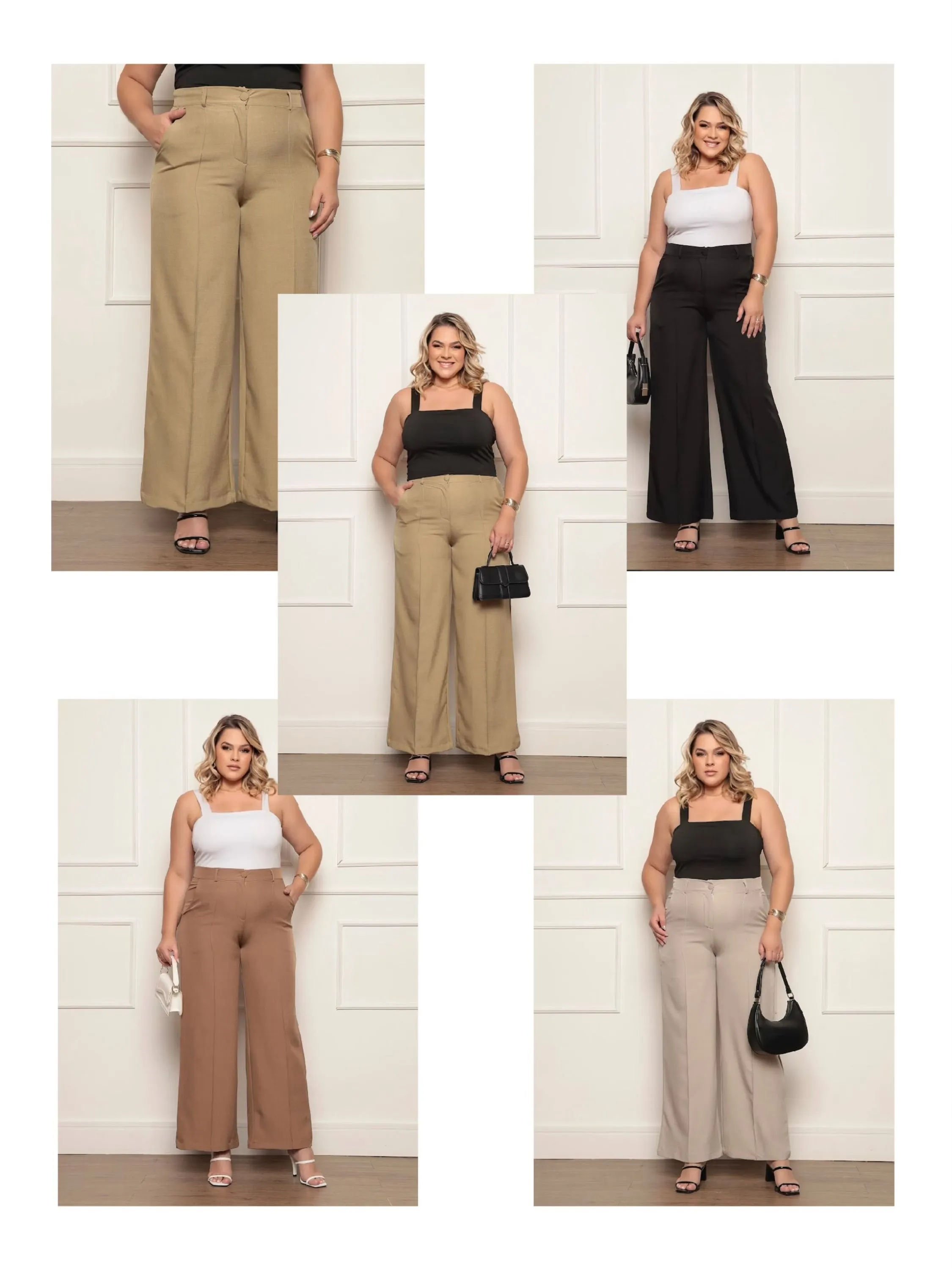 Calças pantalona plus size tecide de Luís twill