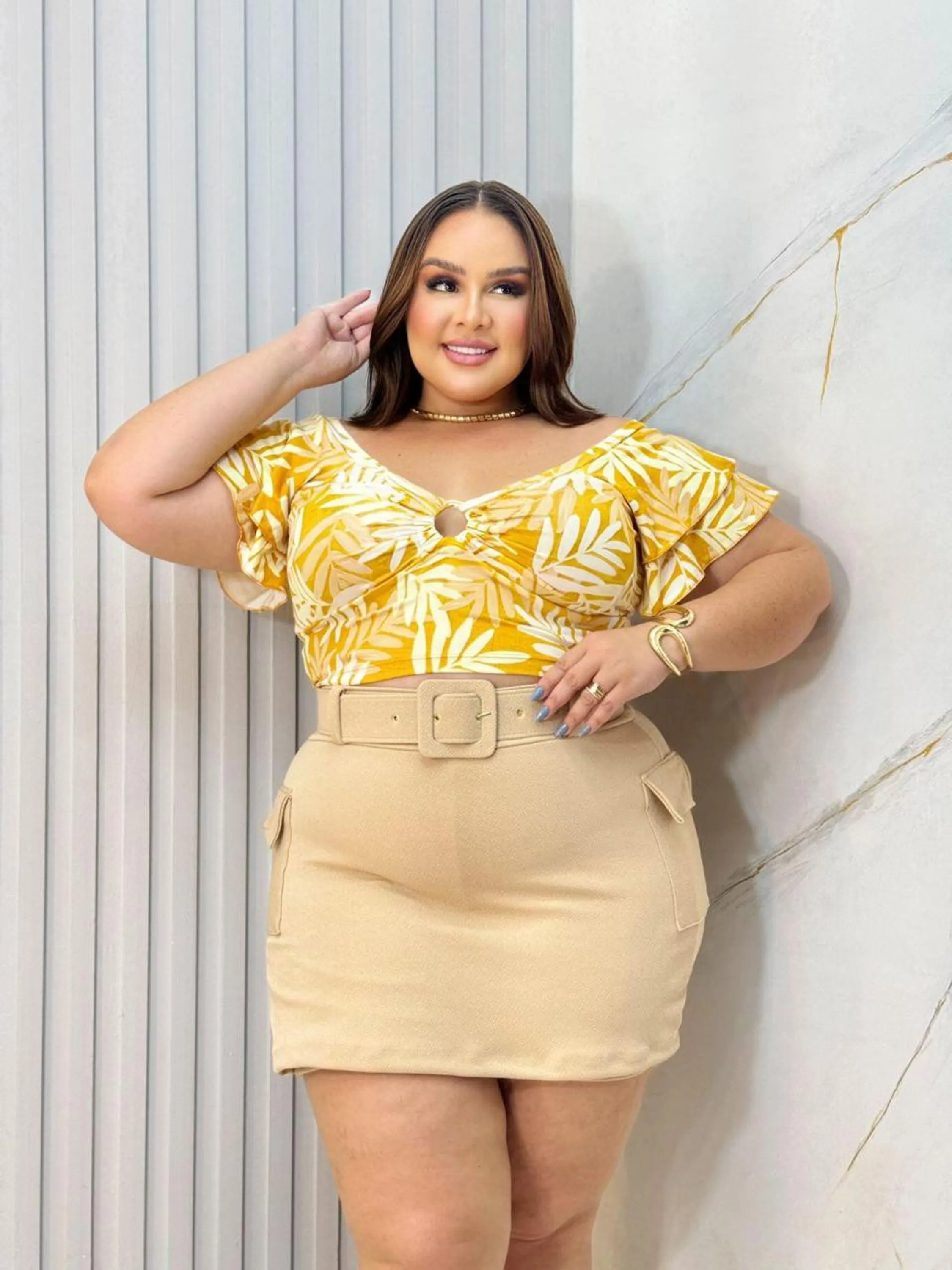 Conjunto Plus Size em crepe Dior