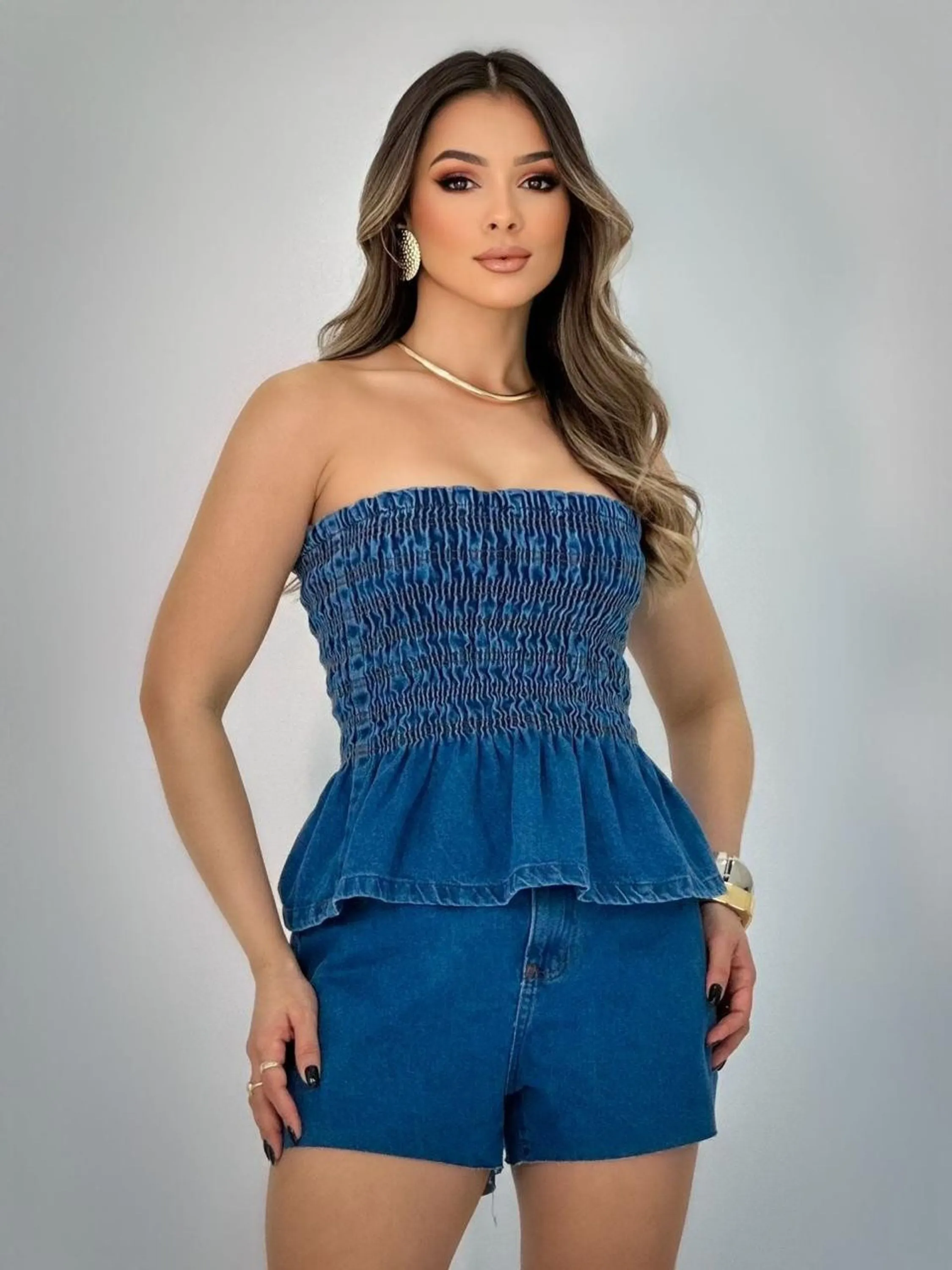 Conjunto jeans feminina