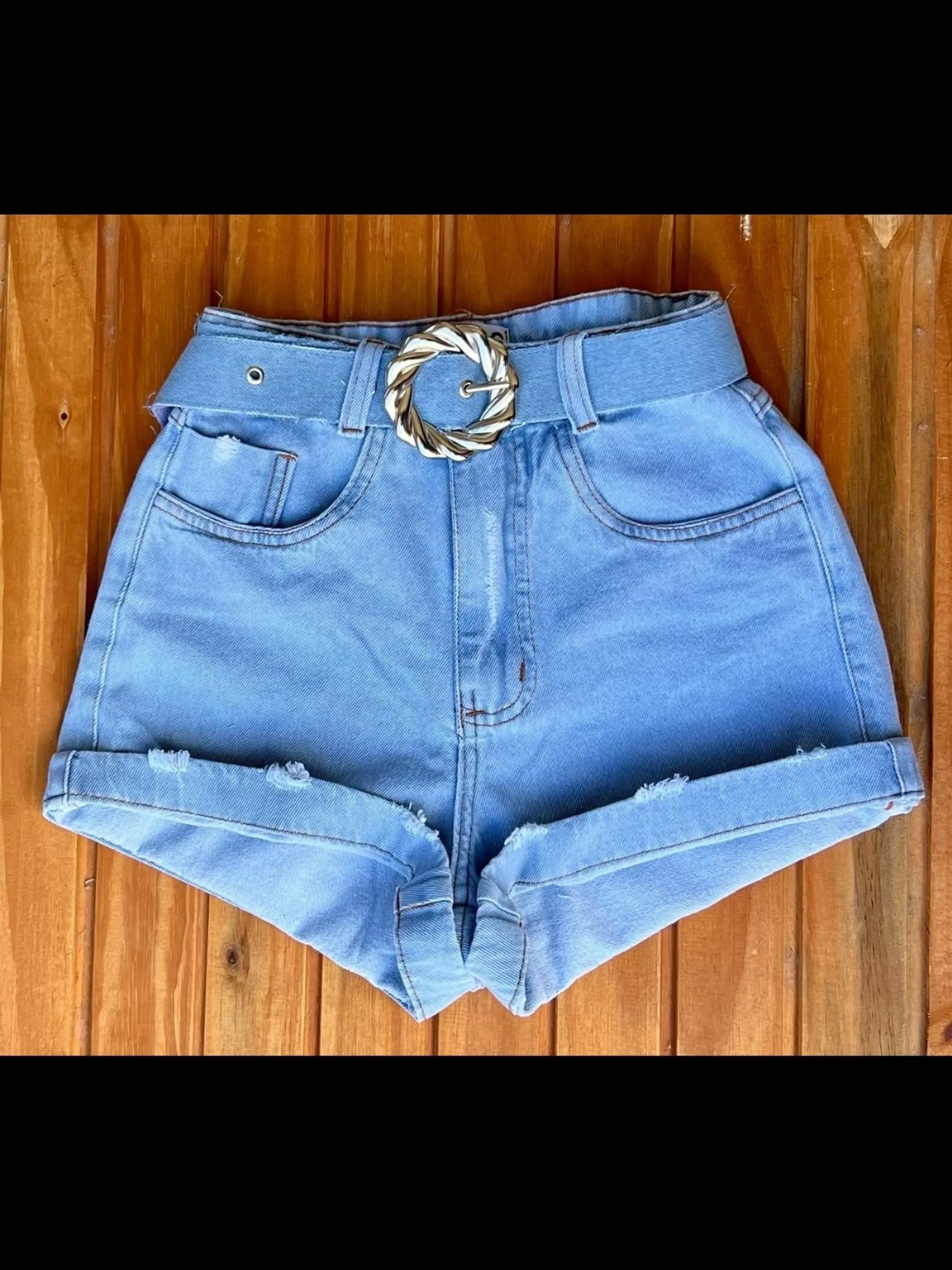 shorts jeans com cinto feminina