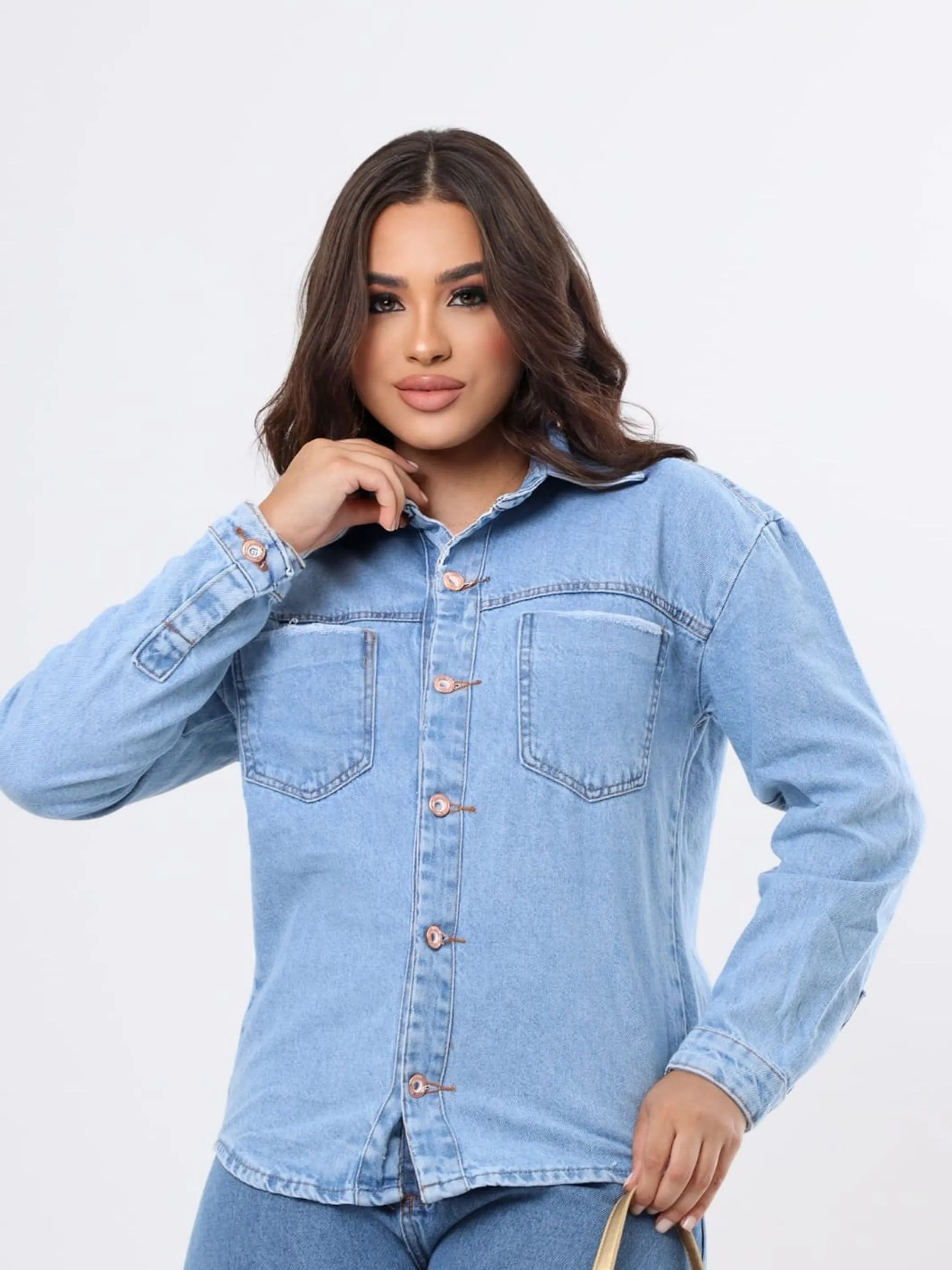 Camisa jeans feminina