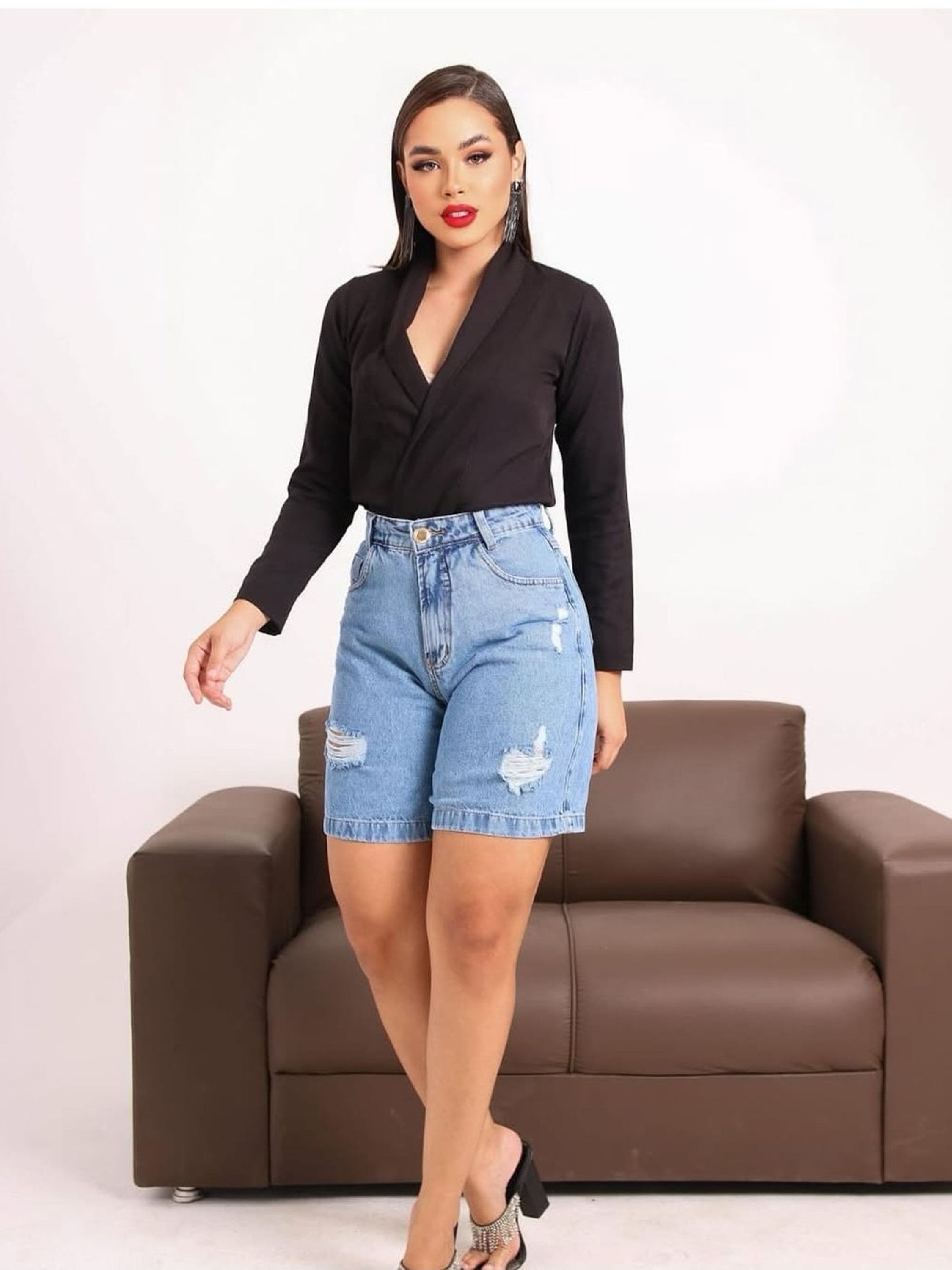 Bermuda jeans feminina