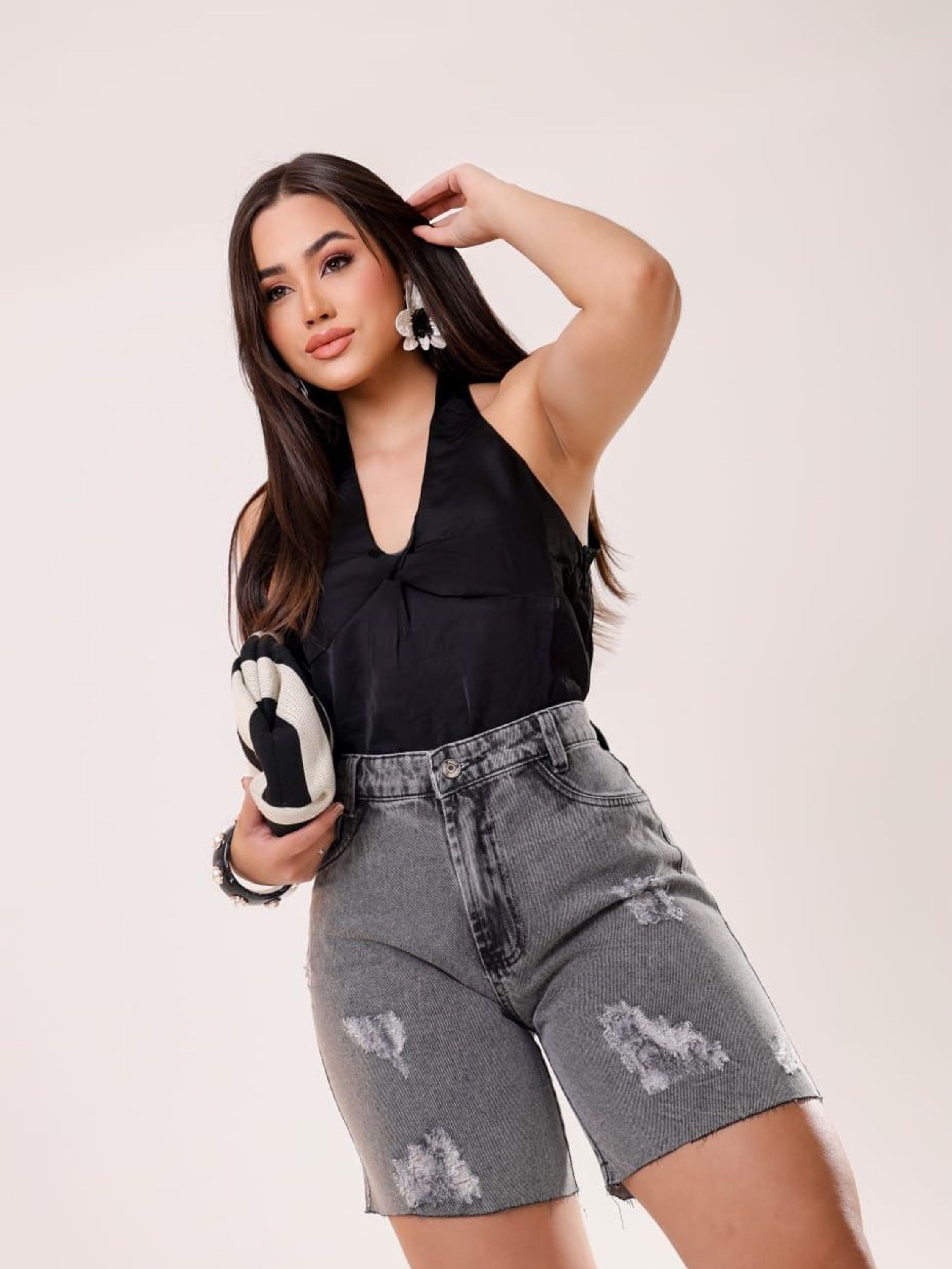 Bermuda jeans feminina