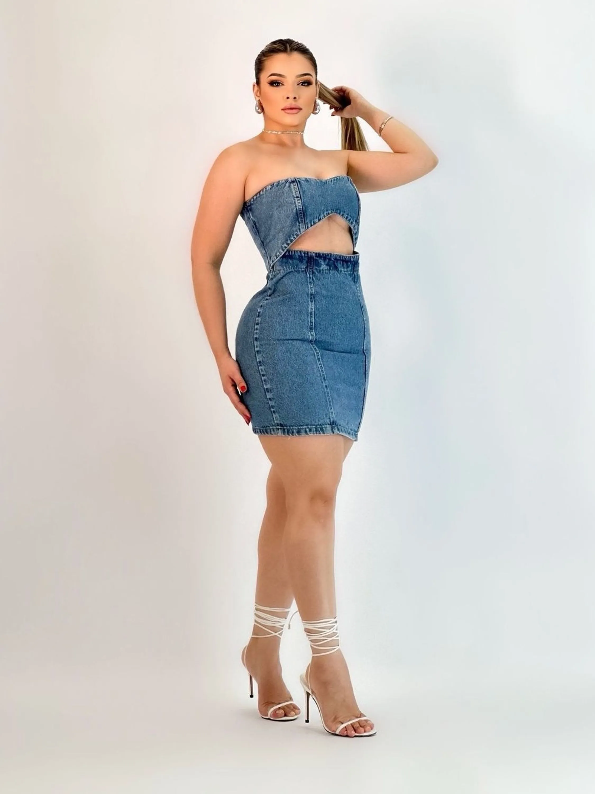 vestido jeans feminina