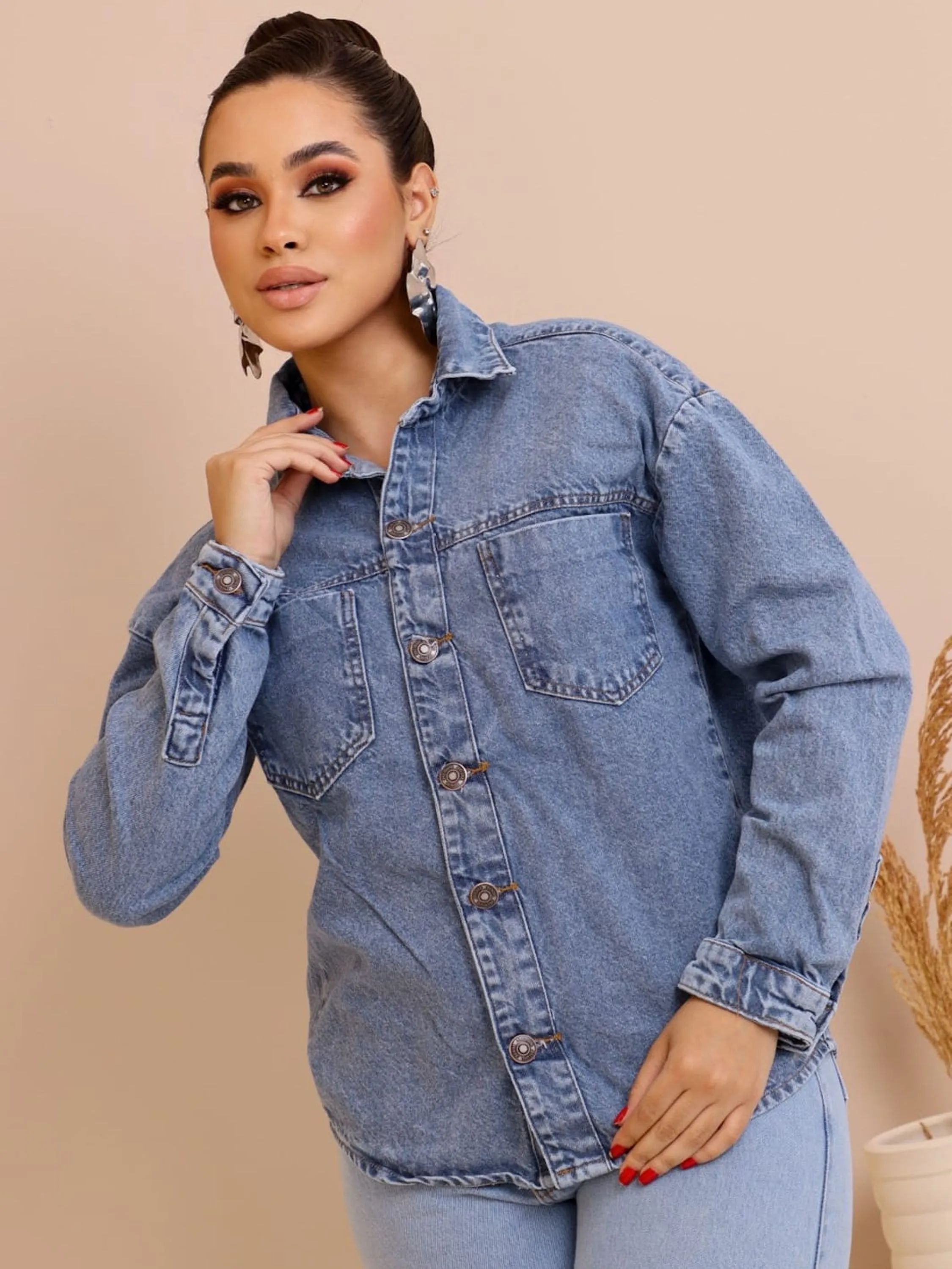 Camisa jeans feminina