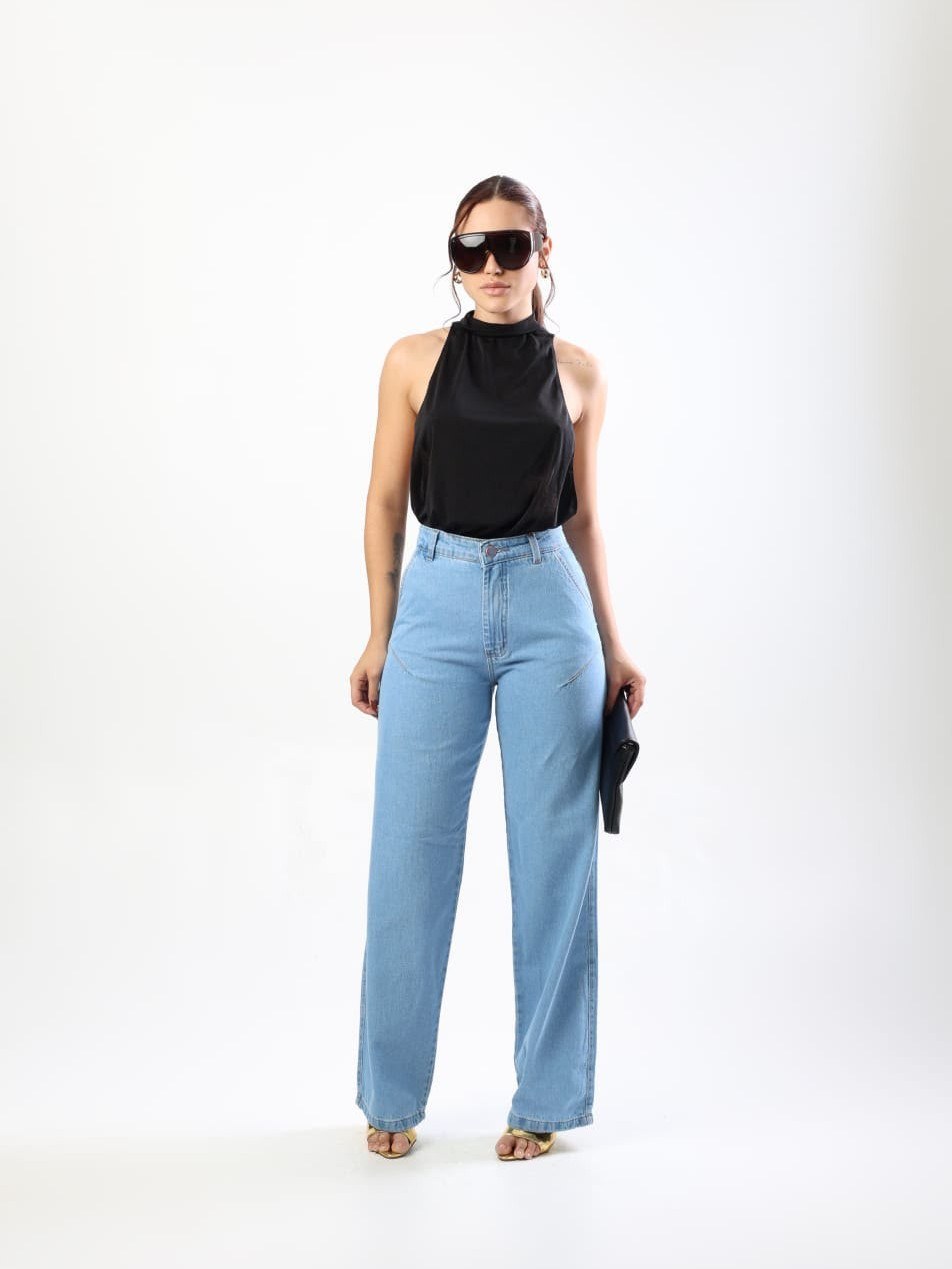 Wide leg jeans feminina
