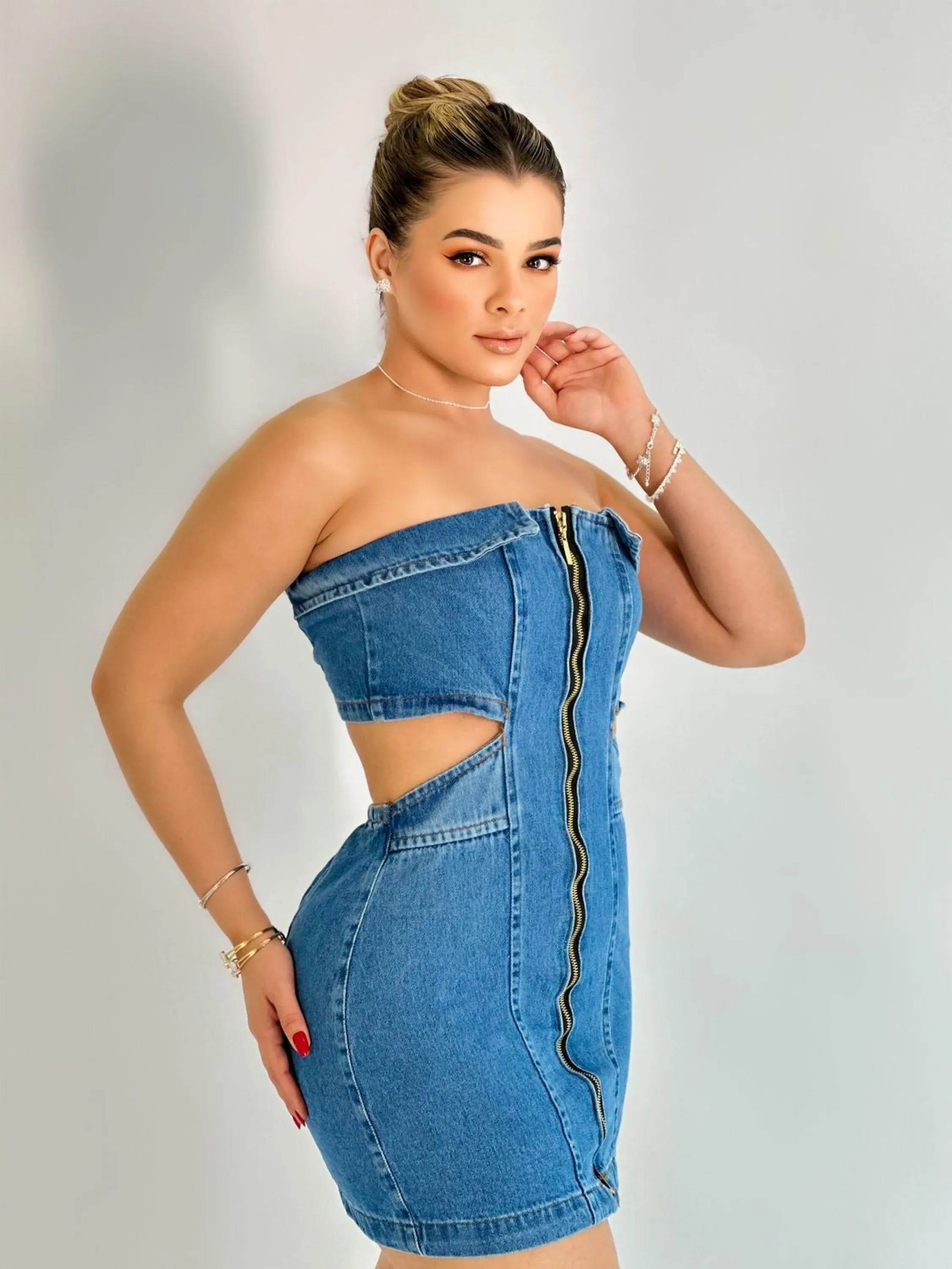 Vestido jeans feminina