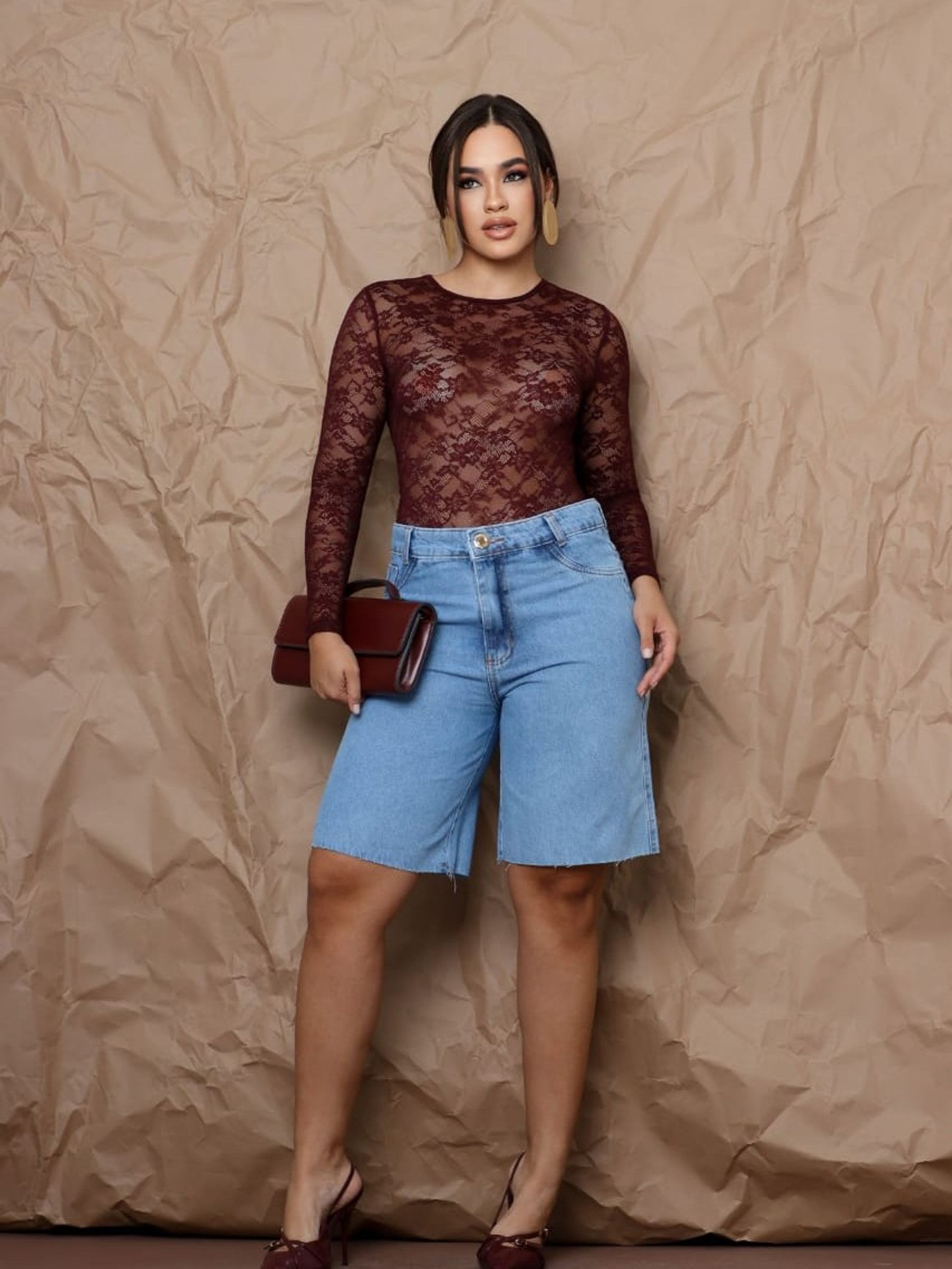 Bermuda jeans feminina