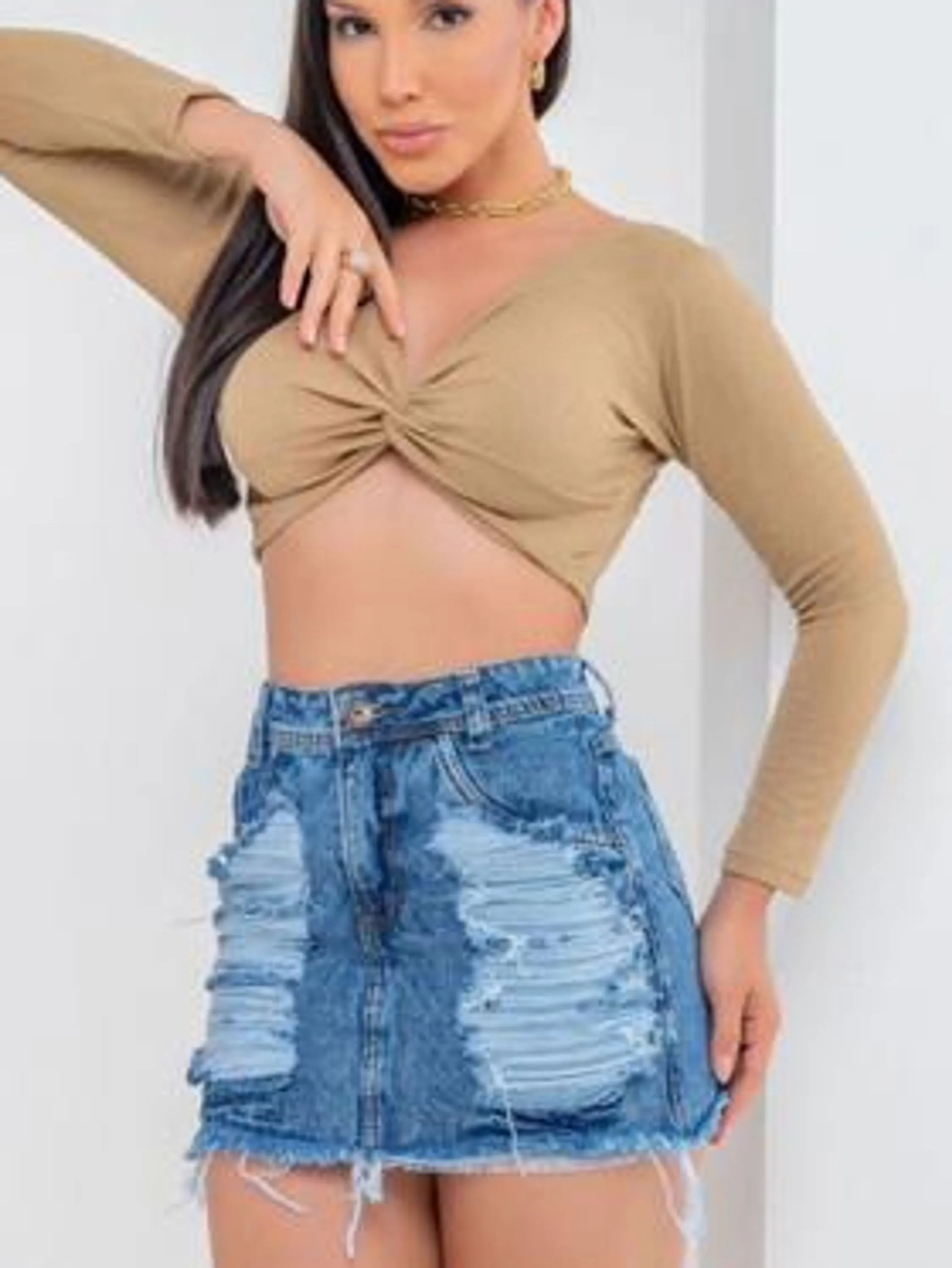 SAIA JEANS FEMININA AREIA DETONADA