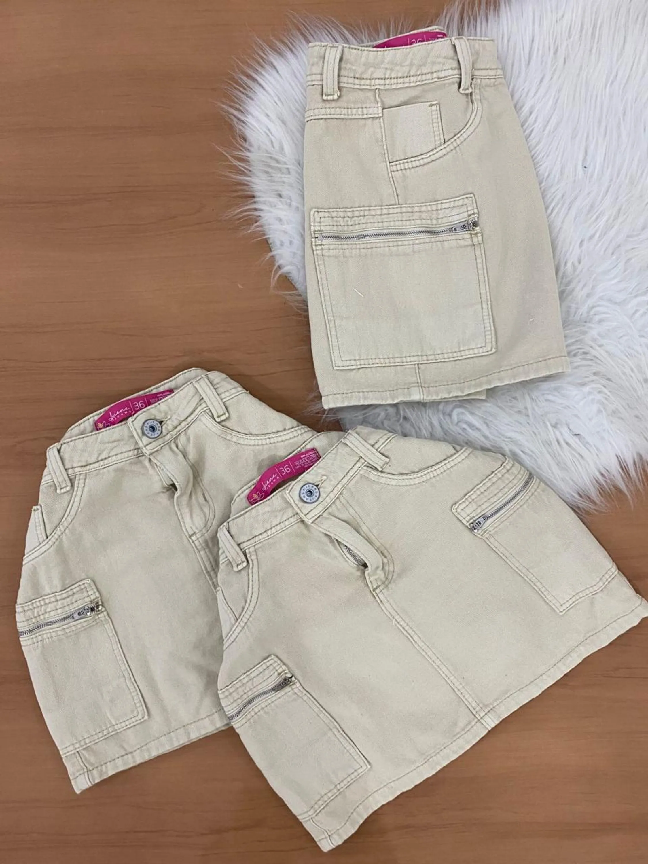 saia jeans feminina nude ziper