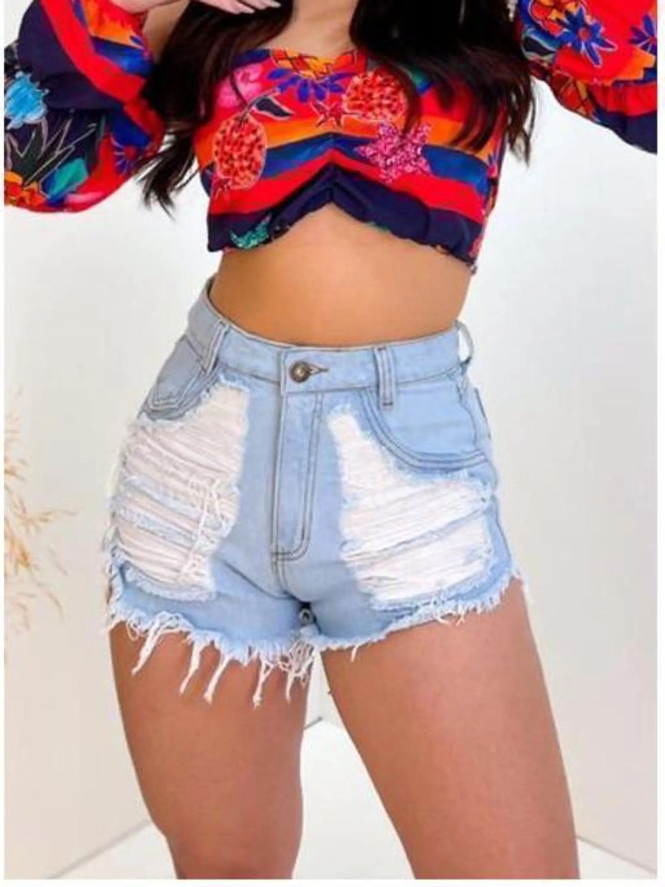 SHORT JEANS FEMININO DELAVE DETONADO